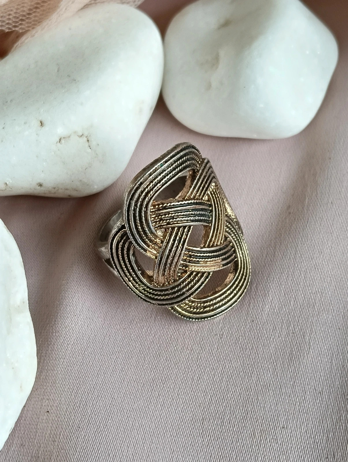 Vintage textured Celtic knot state ring size 8 17mm – Celtic – taille 17,3 mm 4
