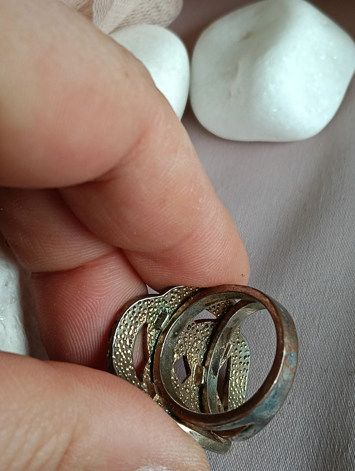 Vintage textured Celtic knot state ring size 8 17mm – Celtic – taille 17,3 mm 5