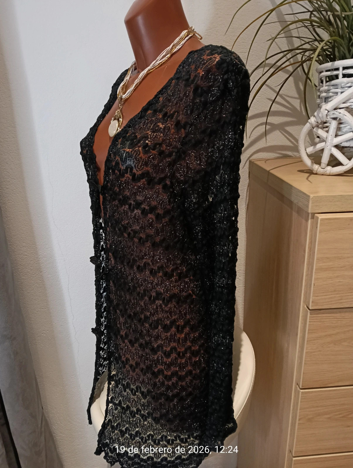 Vintage getrich metallic black lace cardigan with feog fasteners – Vintage Dressing – taille L / 40 / 12 4