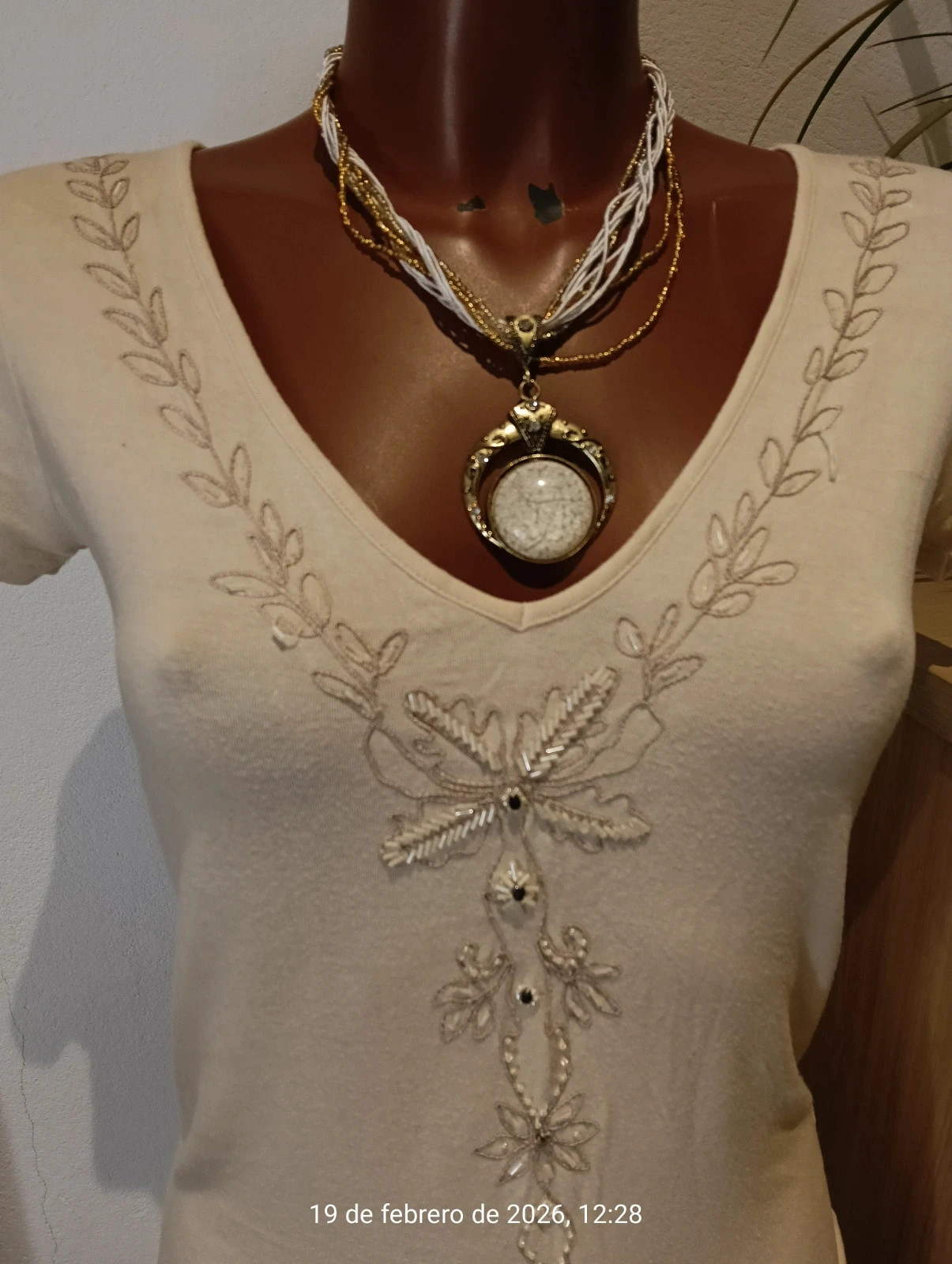 Caroll embroidered flower top in beige size S – Caroll – taille S / 36 / 8 2