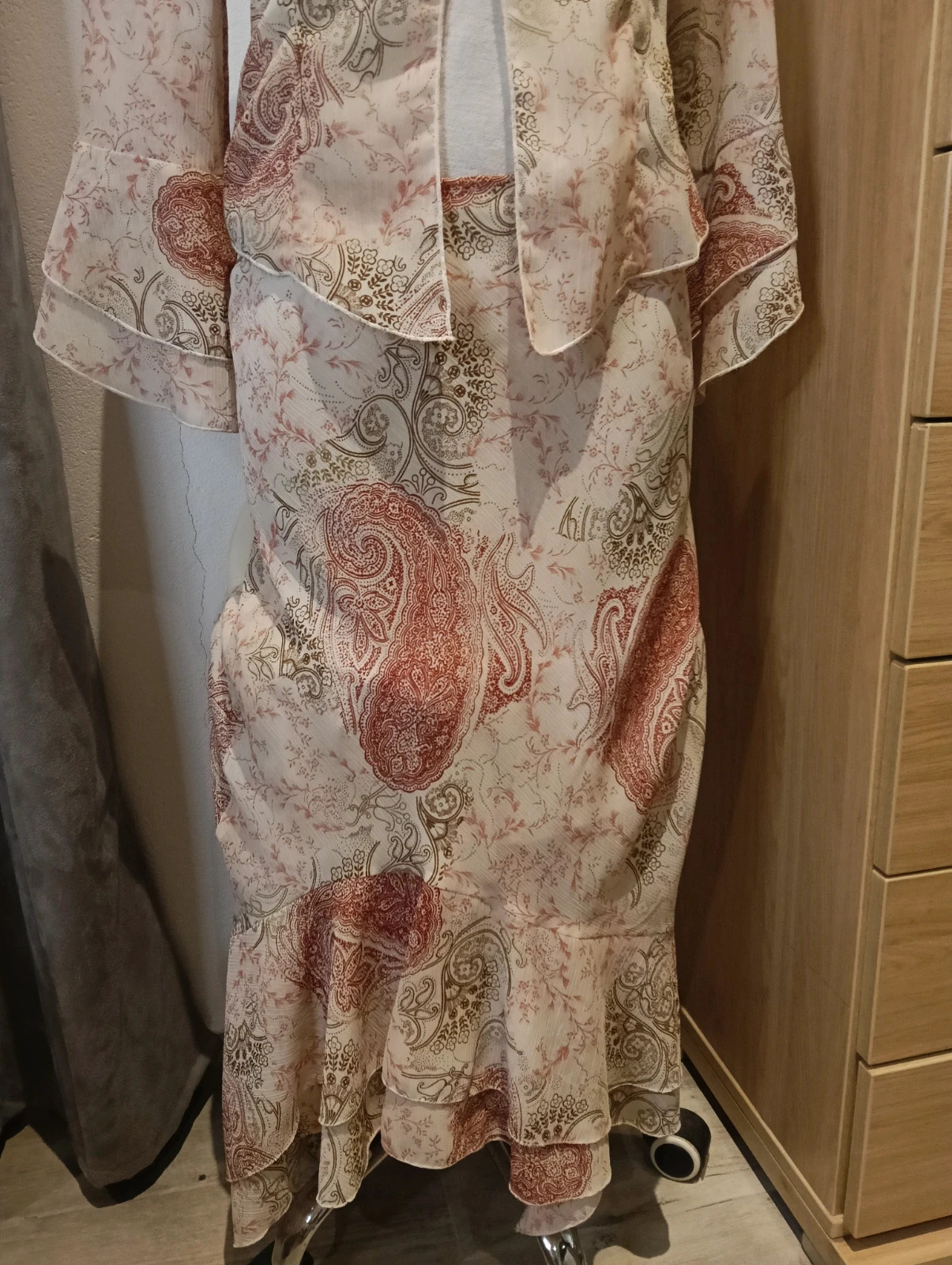 Vintage 2-piece paisley set boho cuifflon blouse & ruffle midi skirt size 40 – Vintage Dressing – taille L / 40 / 12 3