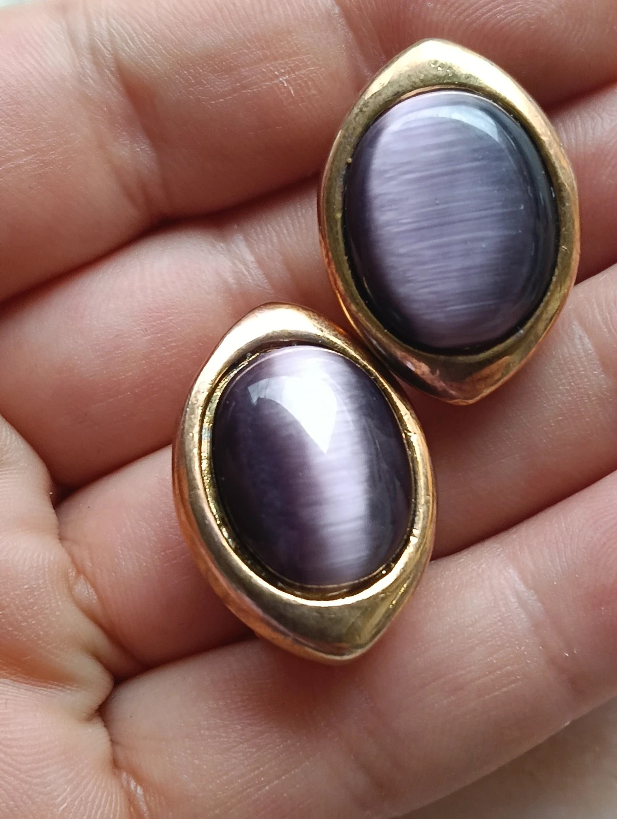 Vintage iridiscent earrings 80s gold plated clip – Vintage Love 5