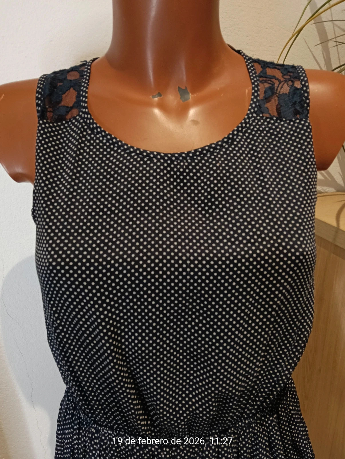Vintage retro blue marine polka doy mini dress lace details size s – Vintage Dressing – taille S / 36 / 8 3