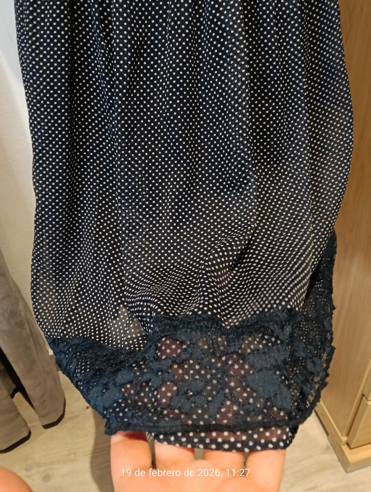 Vintage retro blue marine polka doy mini dress lace details size s – Vintage Dressing – taille S / 36 / 8 4