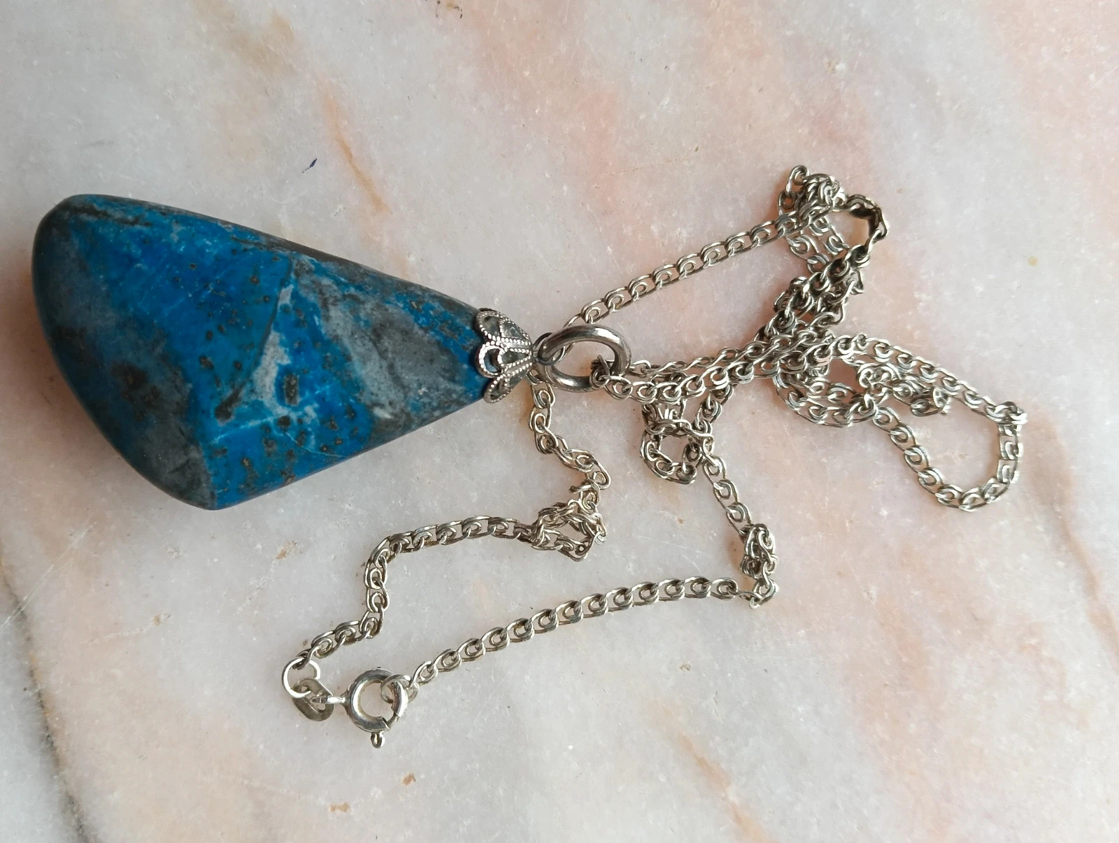 Sterling silver necklace with lapislazuli – Argent 3