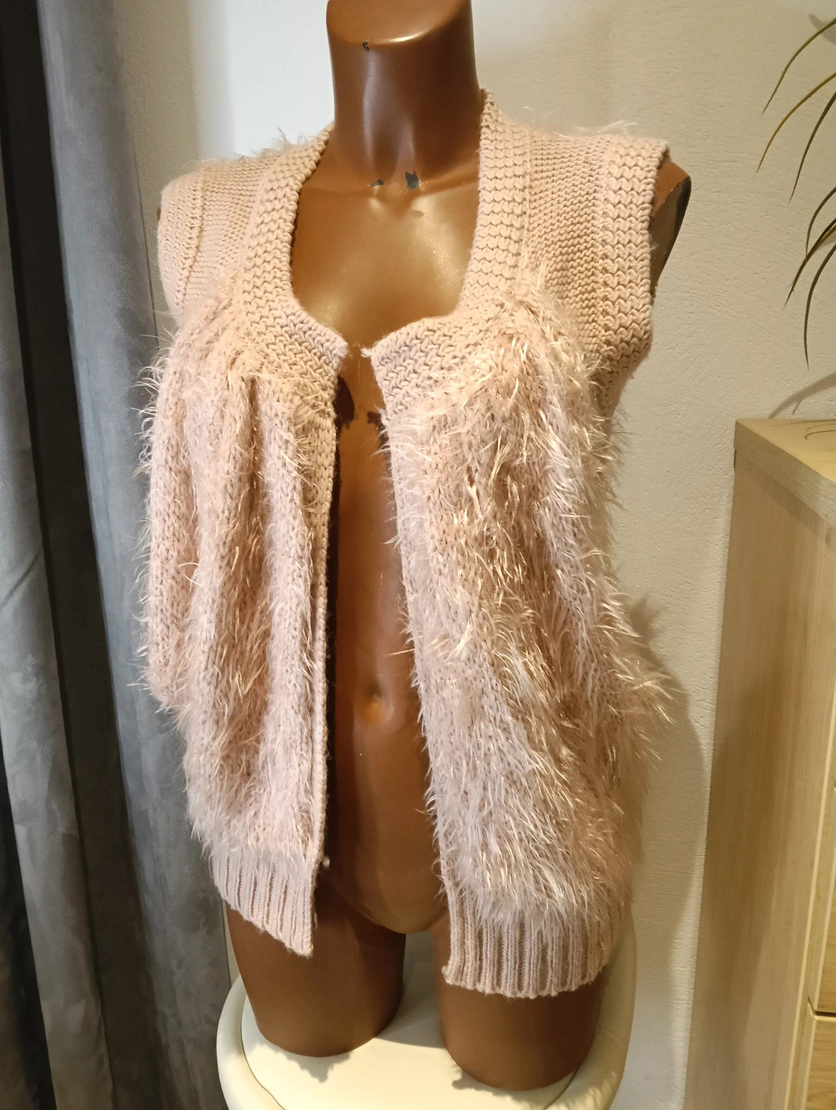 Vintage Oversized knitted Pink vest – Vintage Dressing – taille L / 40 / 12