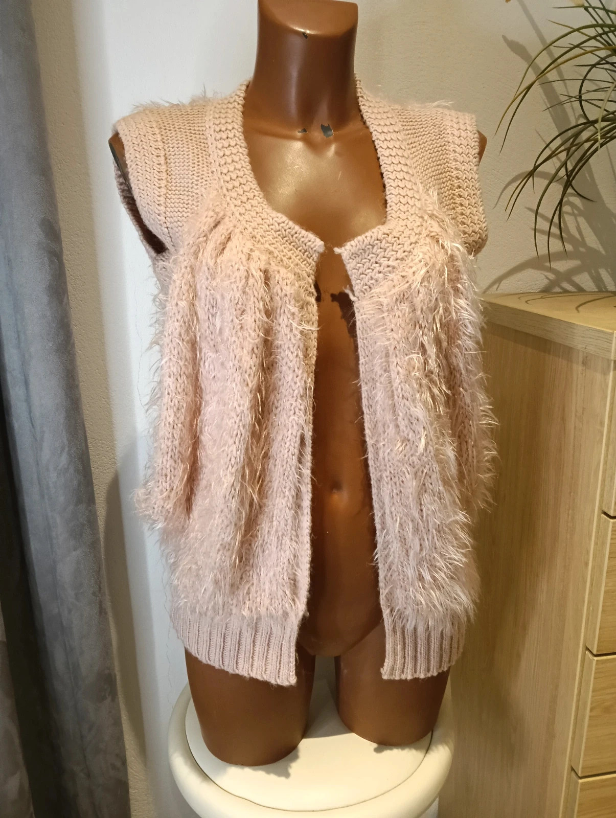 Vintage Oversized knitted Pink vest – Vintage Dressing – taille L / 40 / 12 5