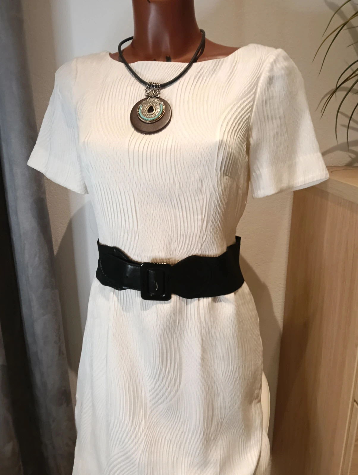 Vintage 60s cream textured wave sheath cocktail mididress – Vintage Dressing – taille M / 38 / 10 2