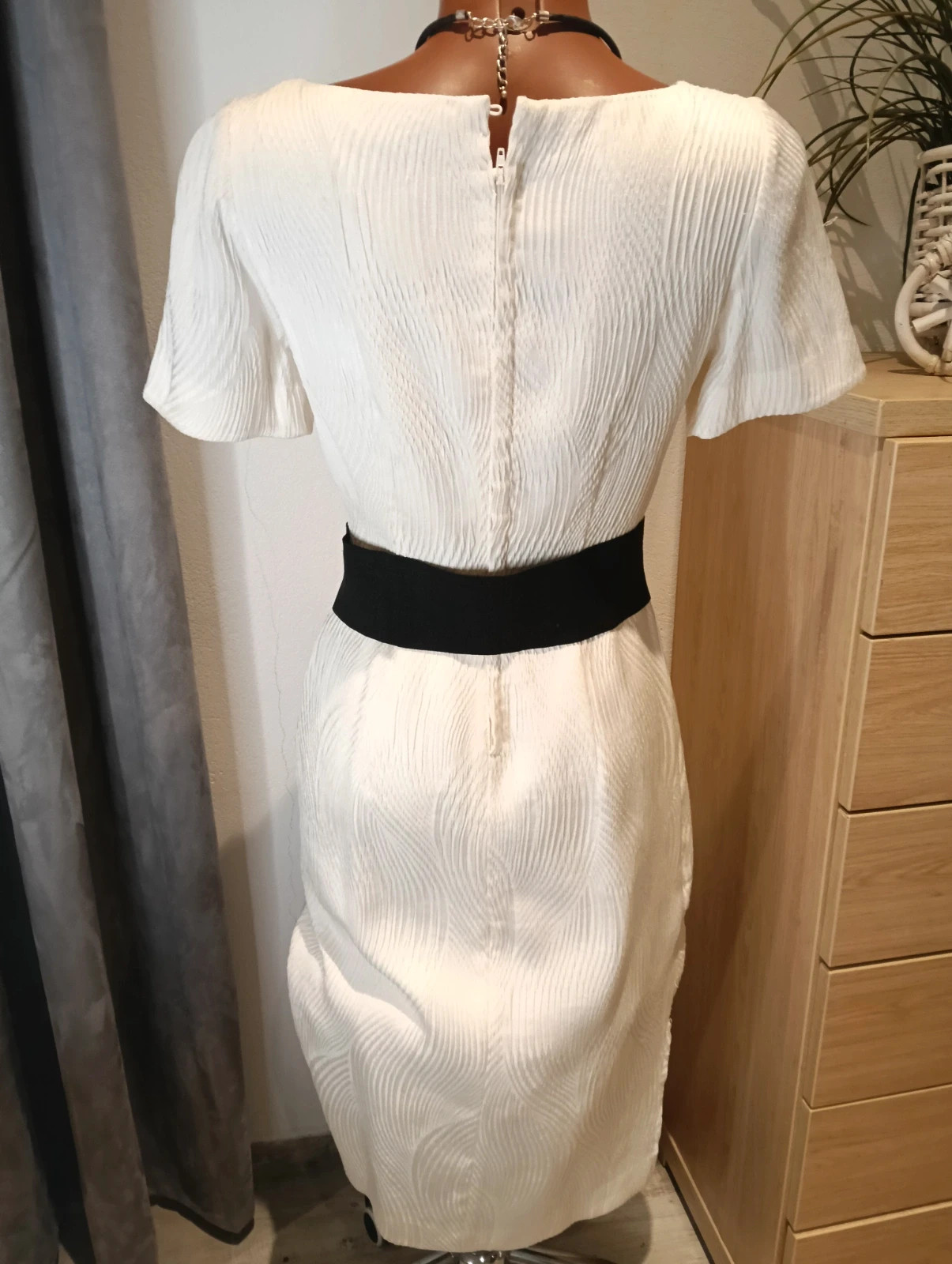 Vintage 60s cream textured wave sheath cocktail mididress – Vintage Dressing – taille M / 38 / 10 5