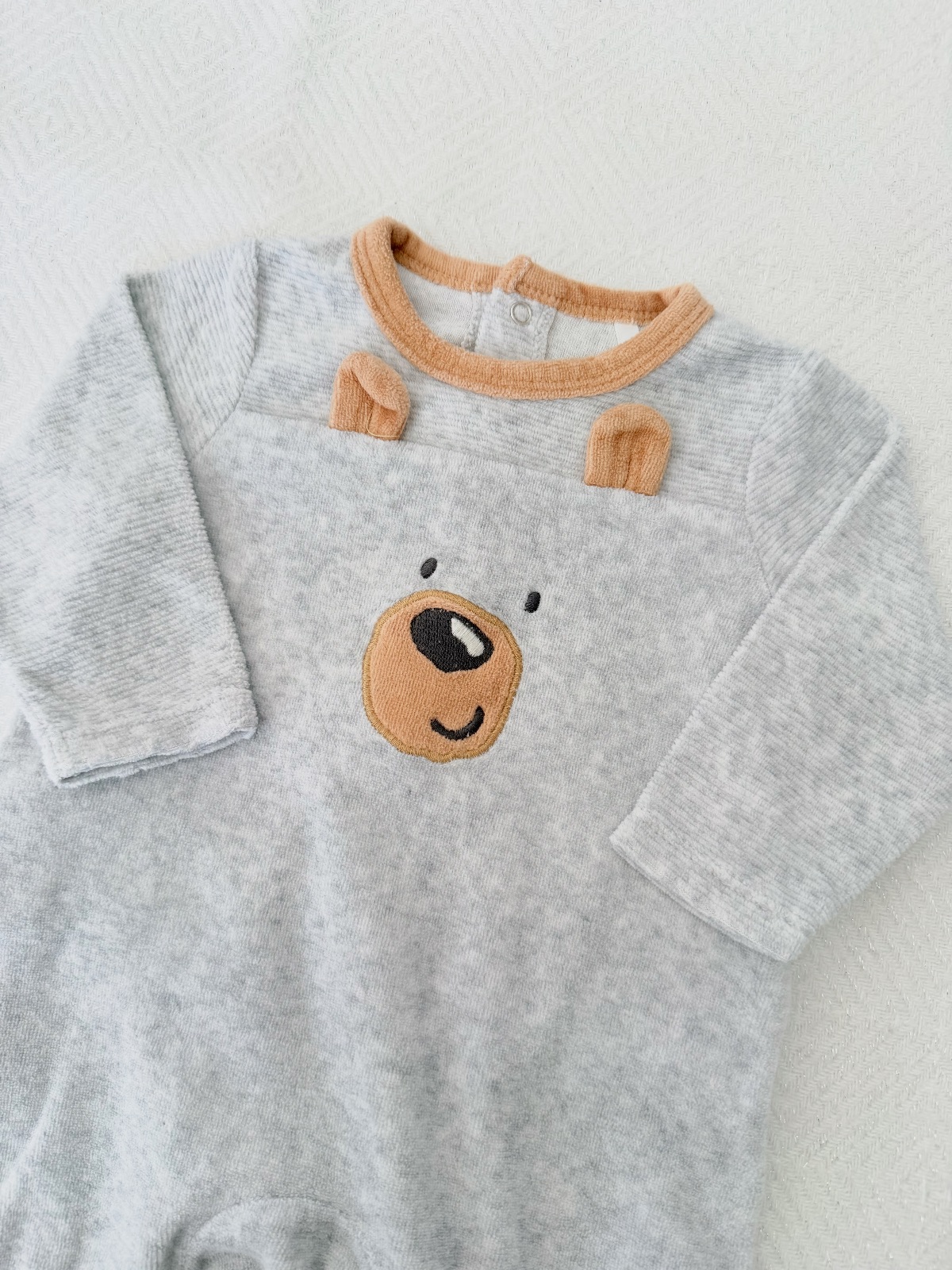 Pyjama velours gris et marron ours Orchestra 3 mois  – Orchestra – taille 3 mois 2