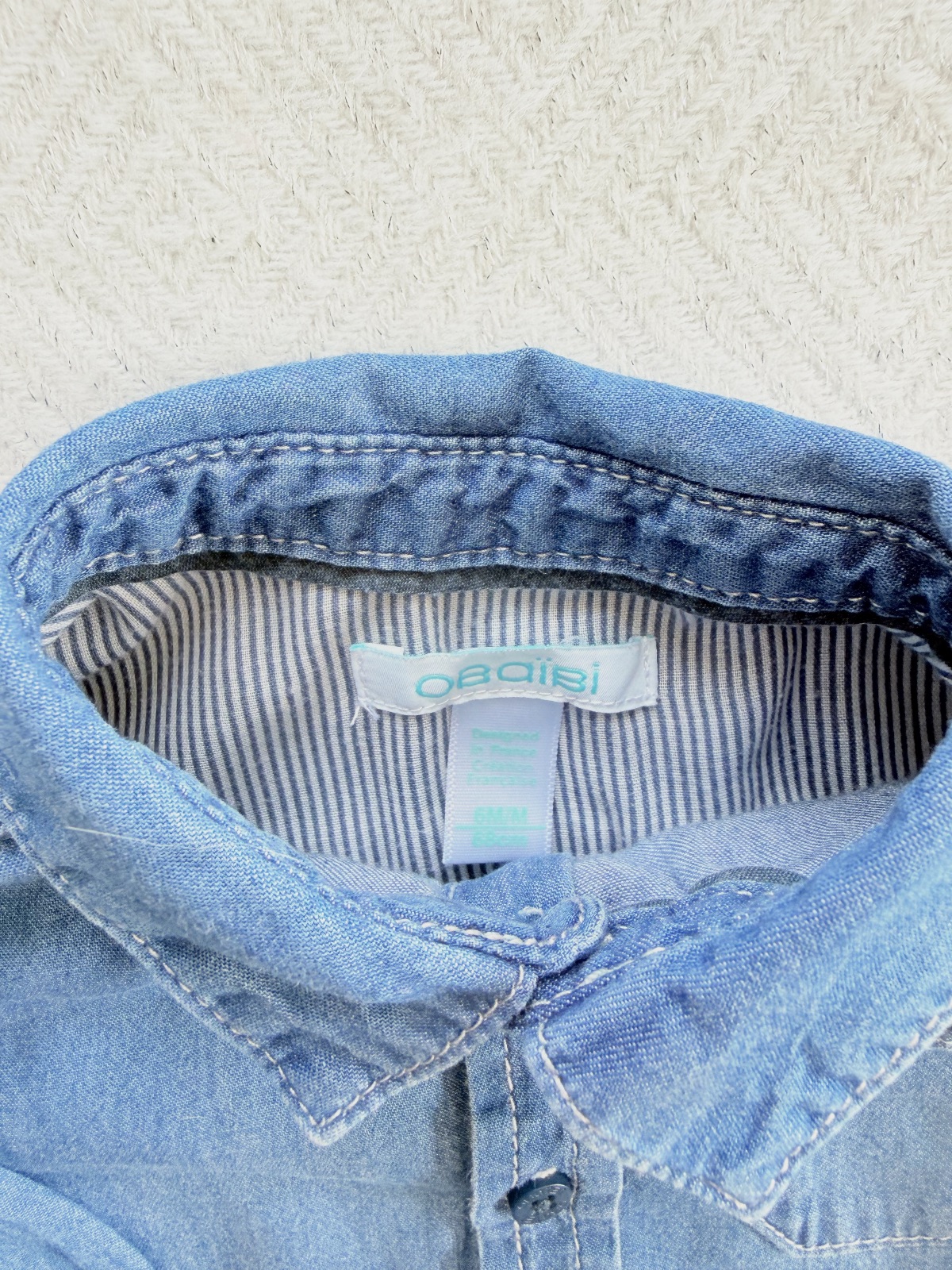Chemise fine bleu manches longues 6 mois Obaïbi  – Obaïbi – taille 6 mois 4
