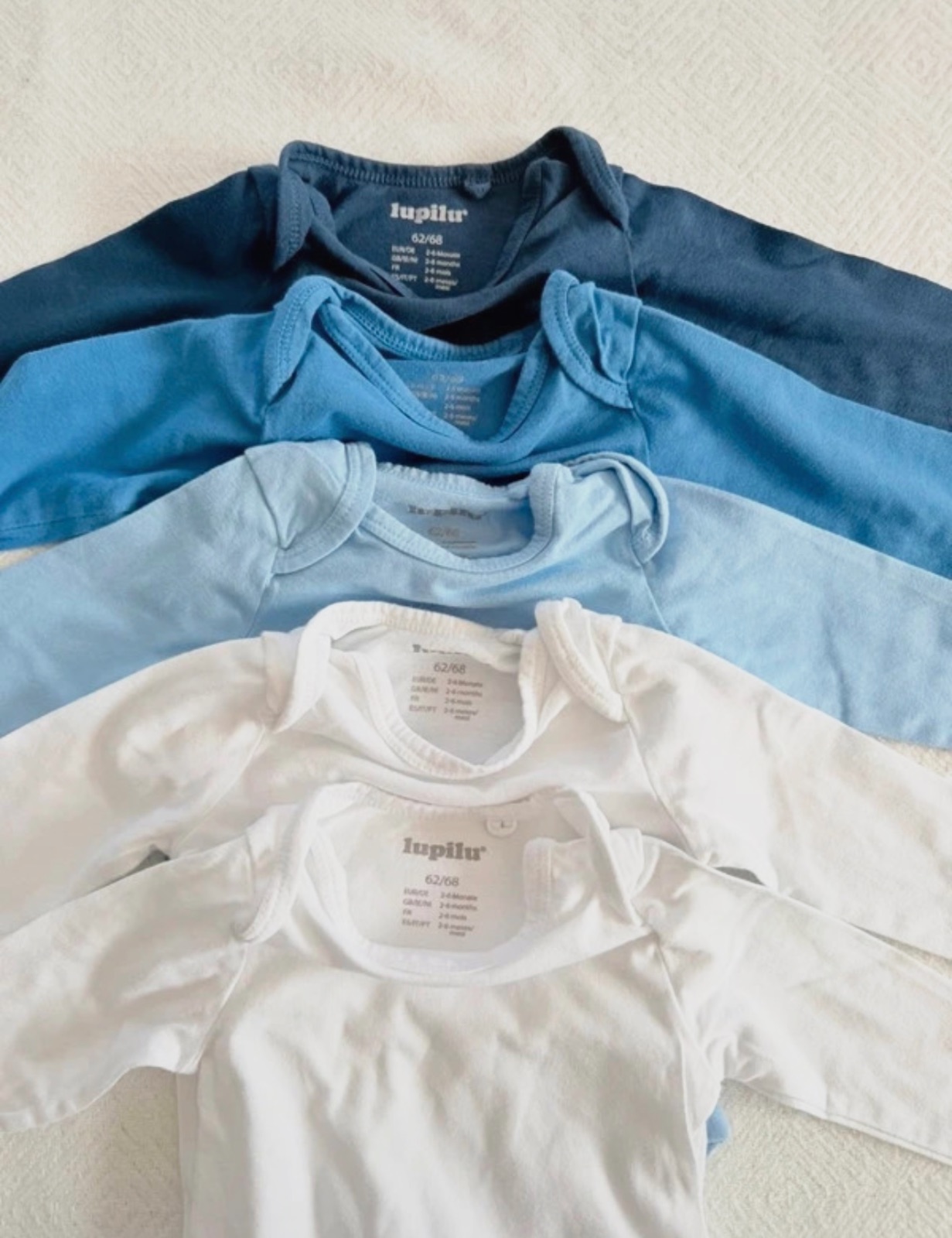 Bodies manches longues blanc et bleu 62-68 cm Lupilu – Lupilu – taille 6 mois 7