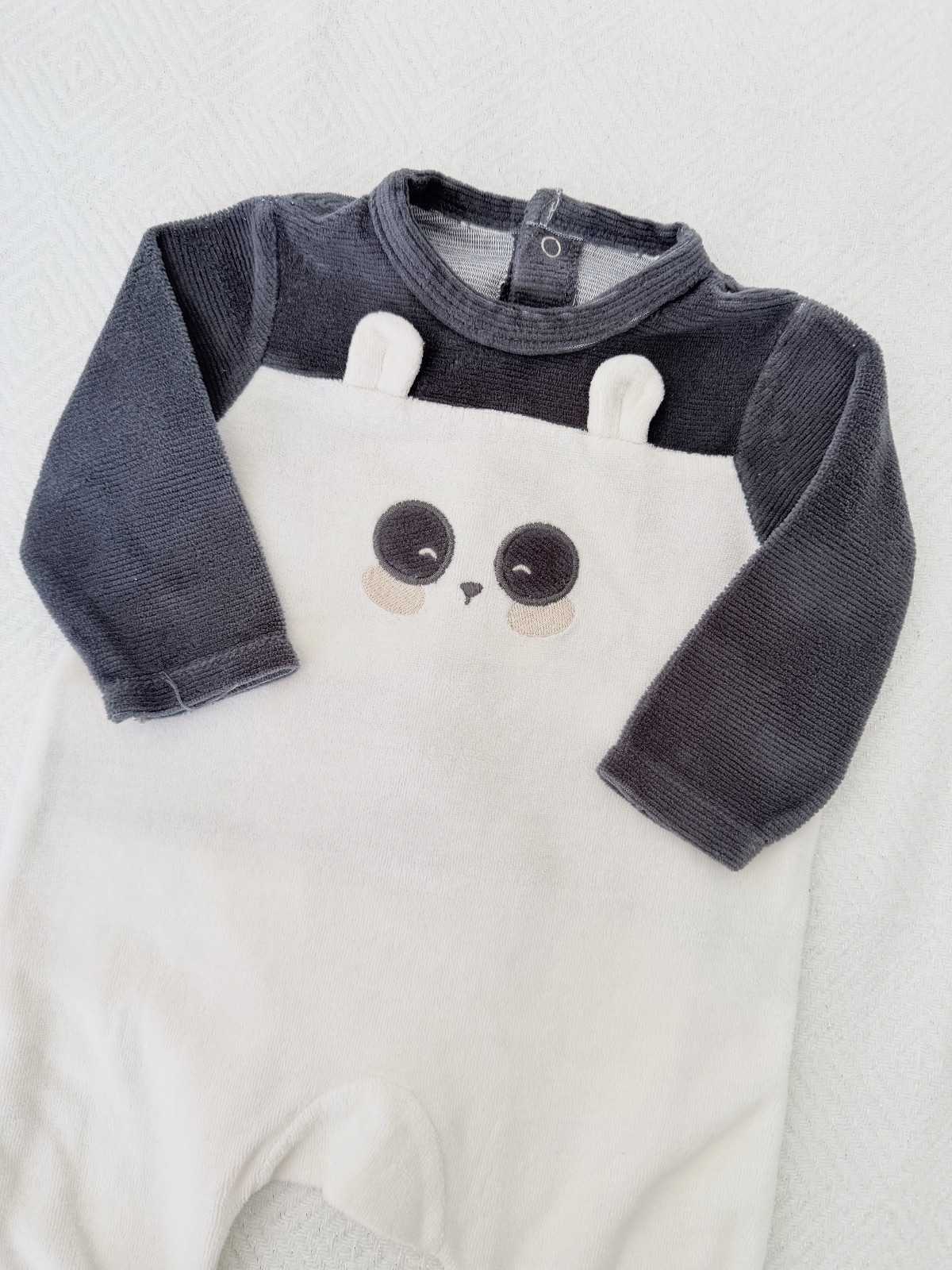 Pyjama velours panda noir et blanc Orchestra 3 mois  – Orchestra – taille 3 mois 2