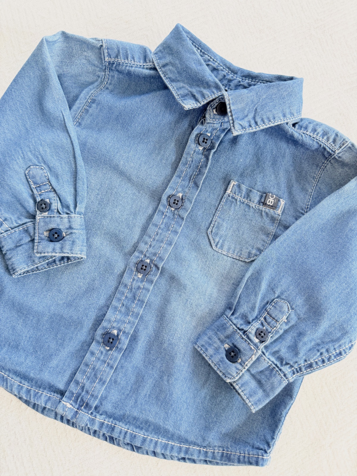Chemise fine bleu manches longues 6 mois Obaïbi  – Obaïbi – taille 6 mois 2