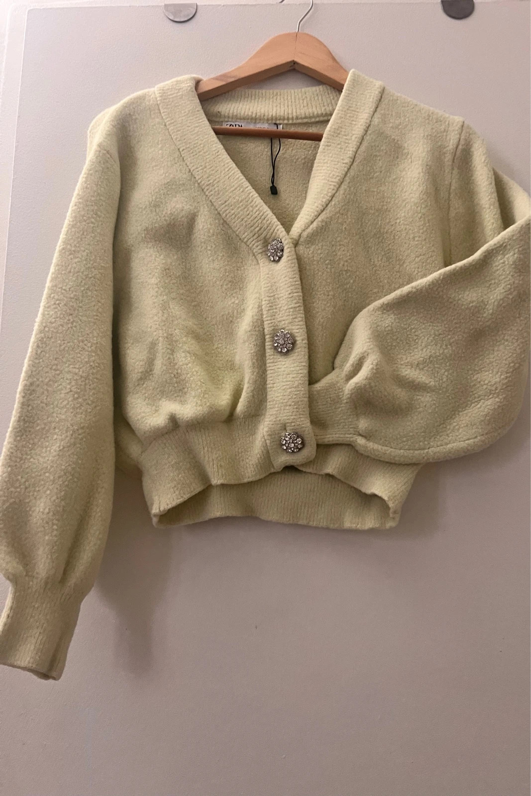 Gilet jaune Zara bouton Crystal taille M