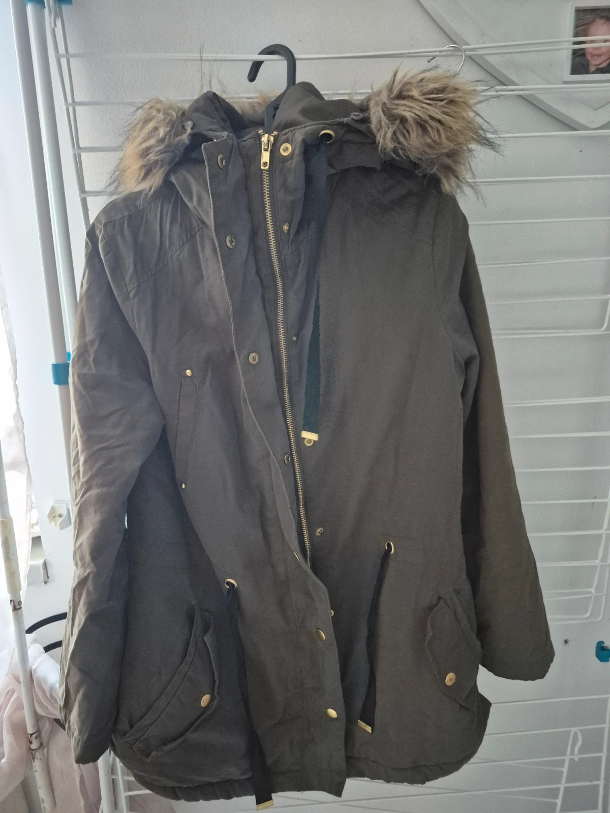 Parka kaki à capuche fausse fourrure Etam - Taille 34 (XS)