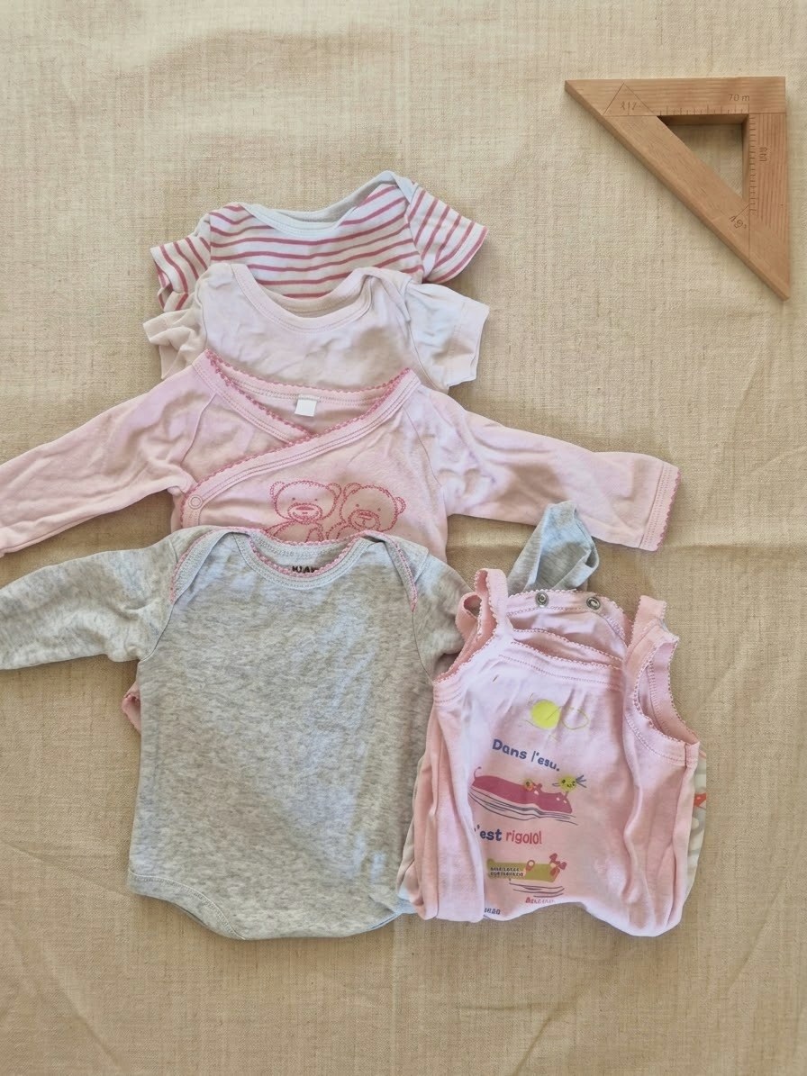 Lot de bodys bébé fille roses et gris Kiabi
