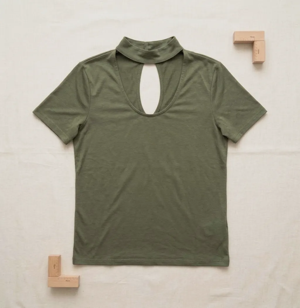 T-shirt vert col montant découpé Women Only Taille M – Women Only – taille M 2