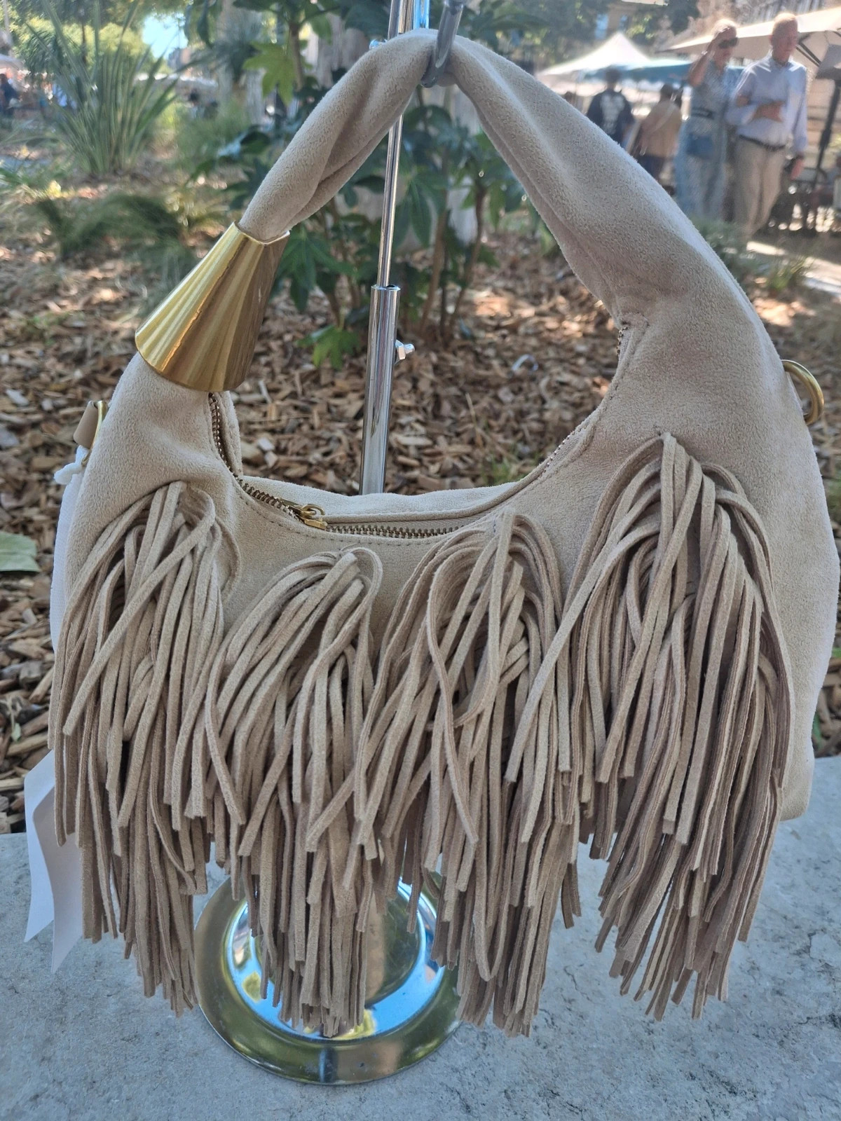 Petit dac beige crème full franges