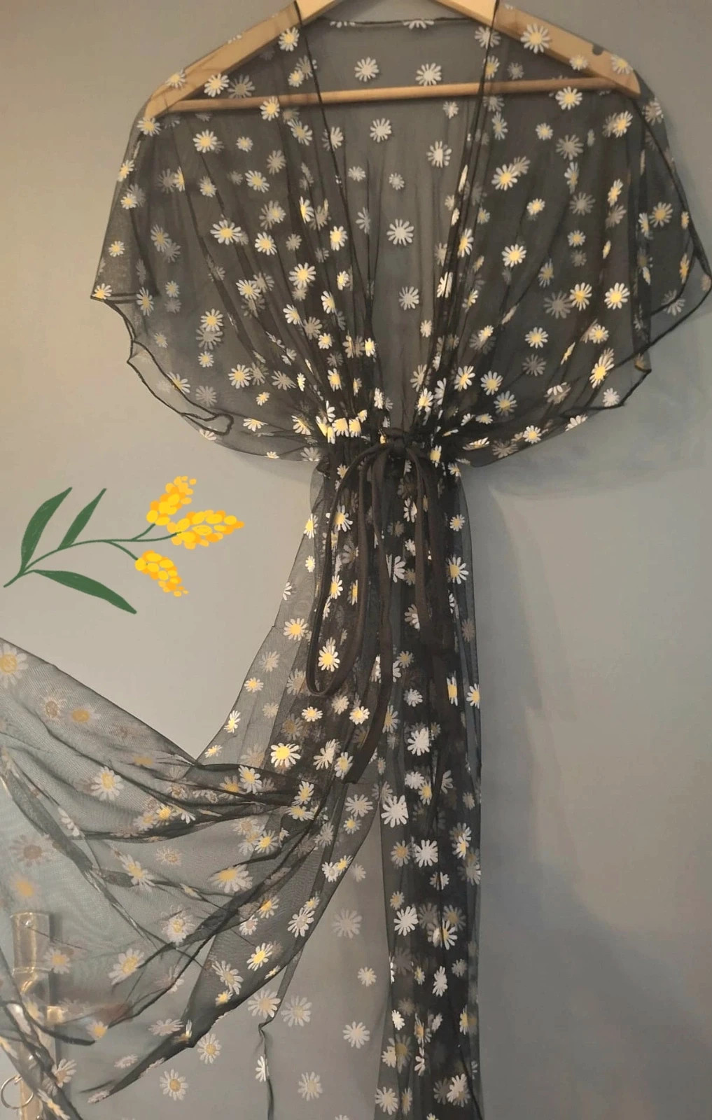 Kimono sarong voile noire tendance Marguerite – kimery – taille L / 40 / 12 2