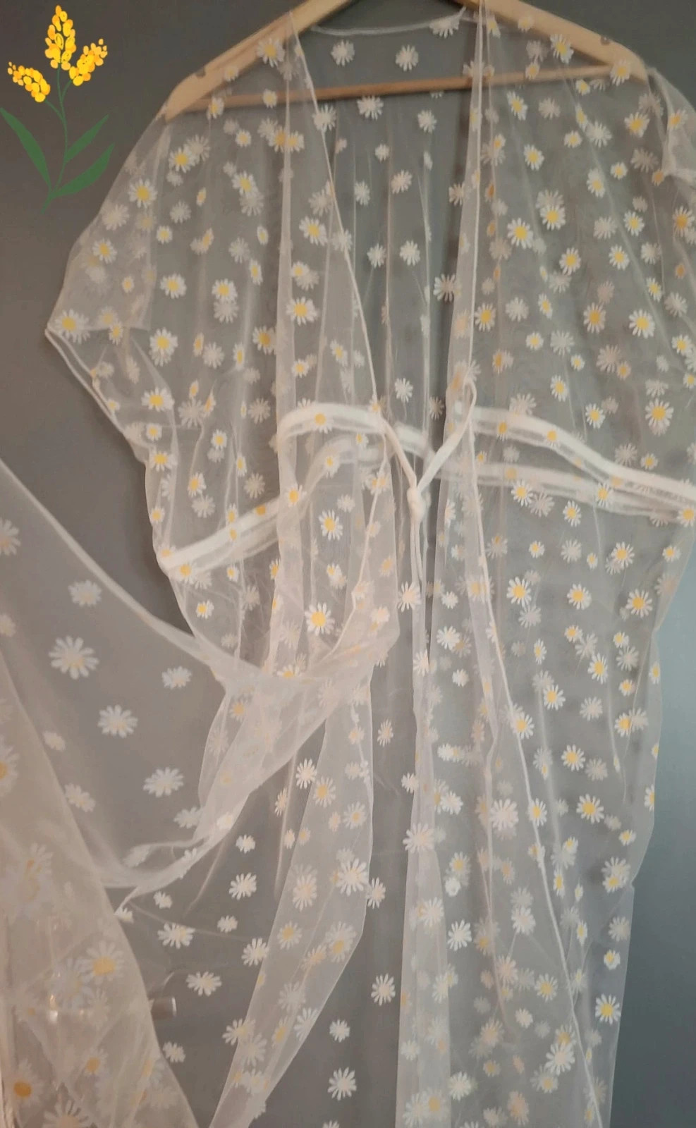 Kimono sarong voile blanc avec Marguerite – kimery – taille L / 40 / 12 3