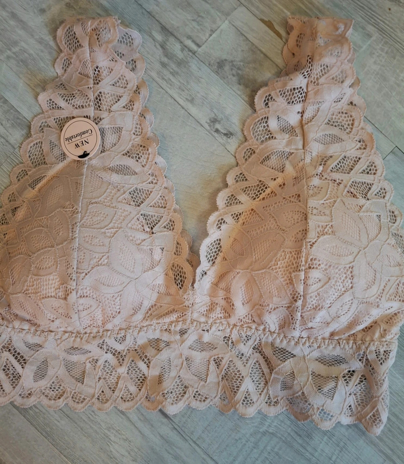 Crop top bralette Nude en dentelle florale