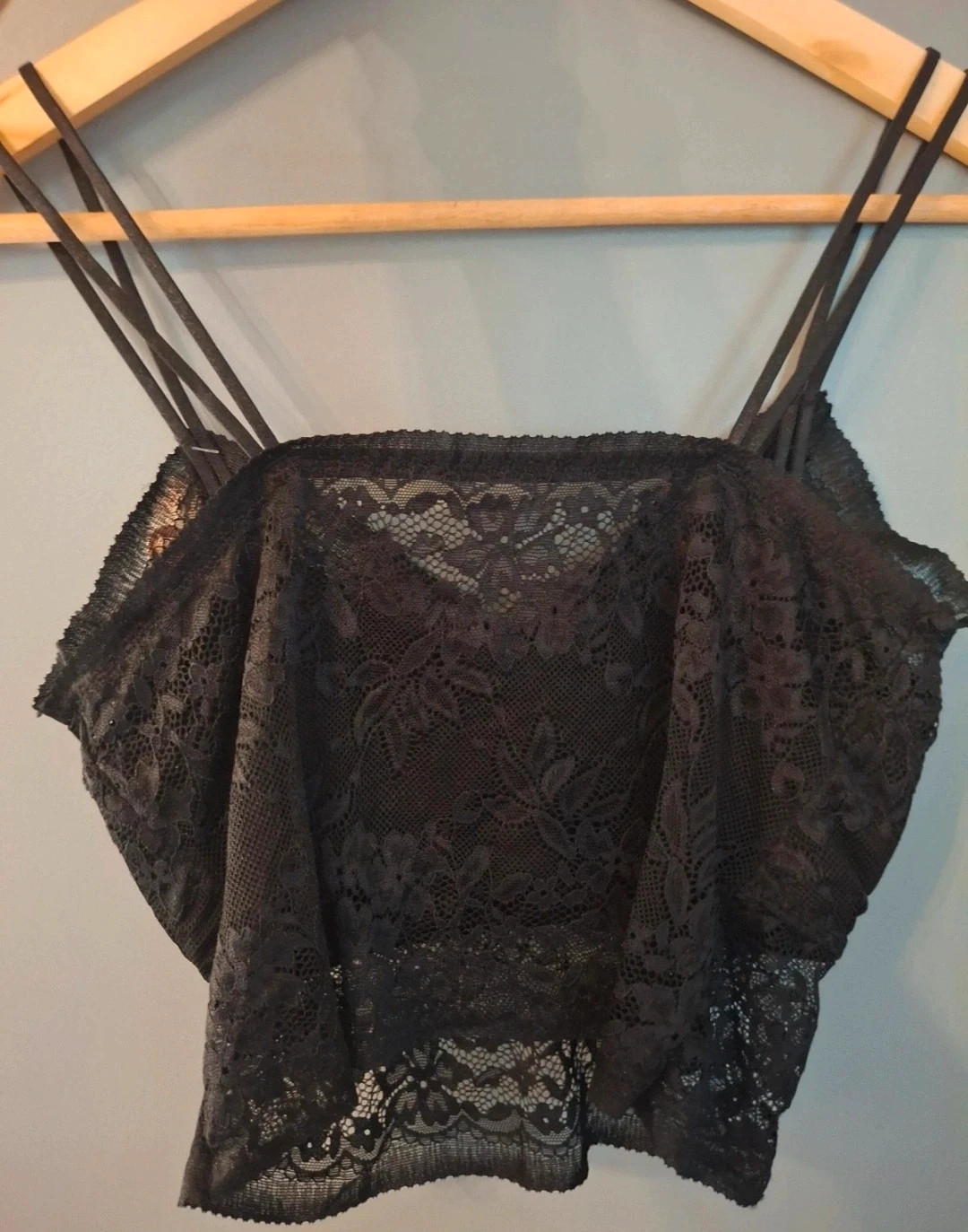 Top bralette en dentelle noires bretelles fines élastique – Ancona – taille XL / 42 / 14 2