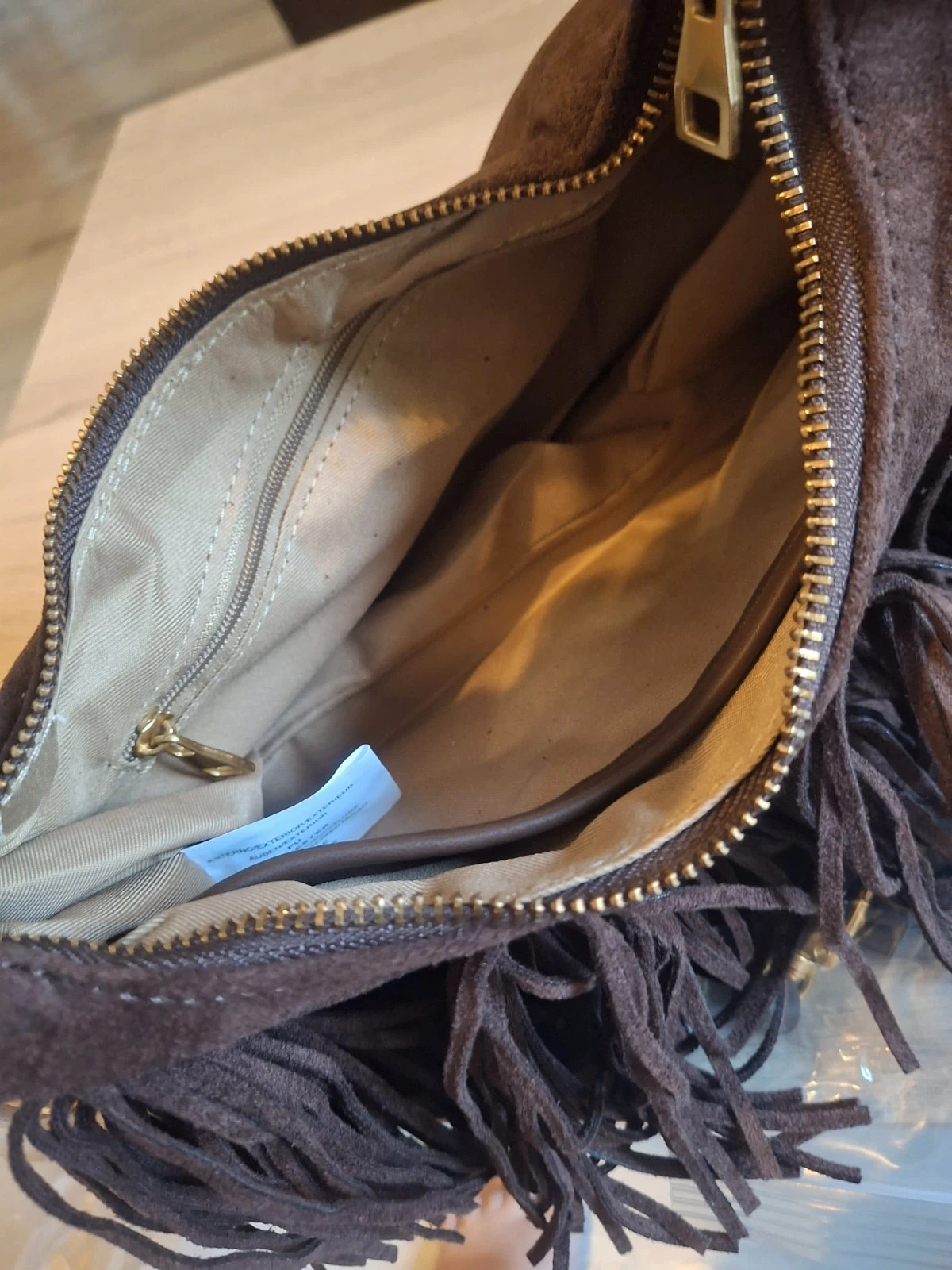 Sac inspi a franges style daim Marron – Phil Firenze 4