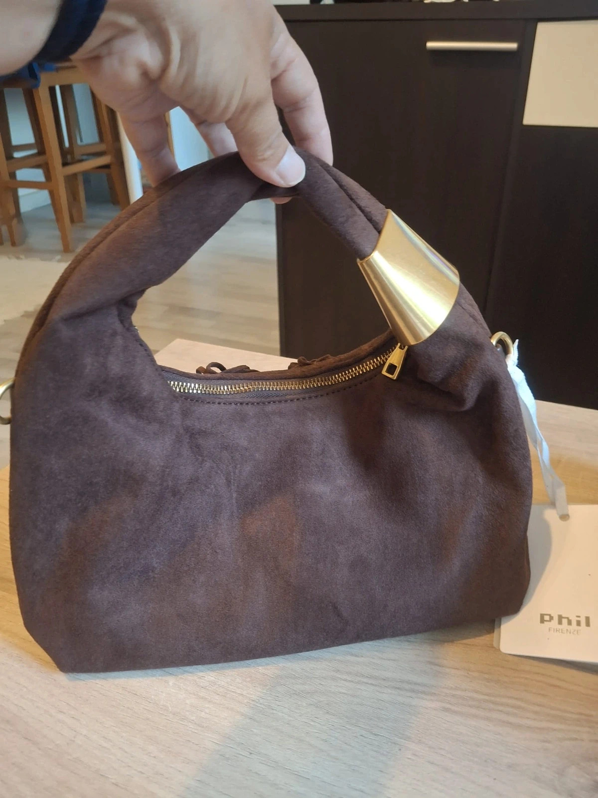 Sac inspi a franges style daim Marron – Phil Firenze 5