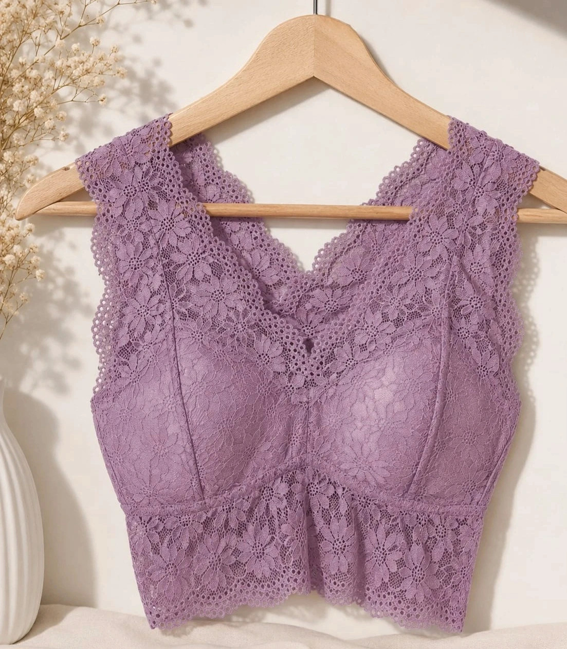 Bralette en dentelle florale bretelles larges