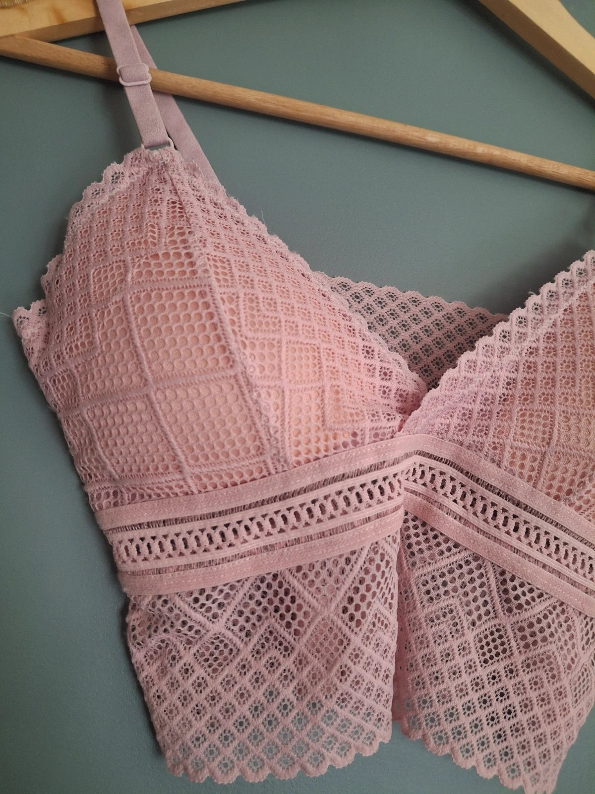 Bralette crop top dentelle Rose claire – Ancona – taille M / 38 / 10 3