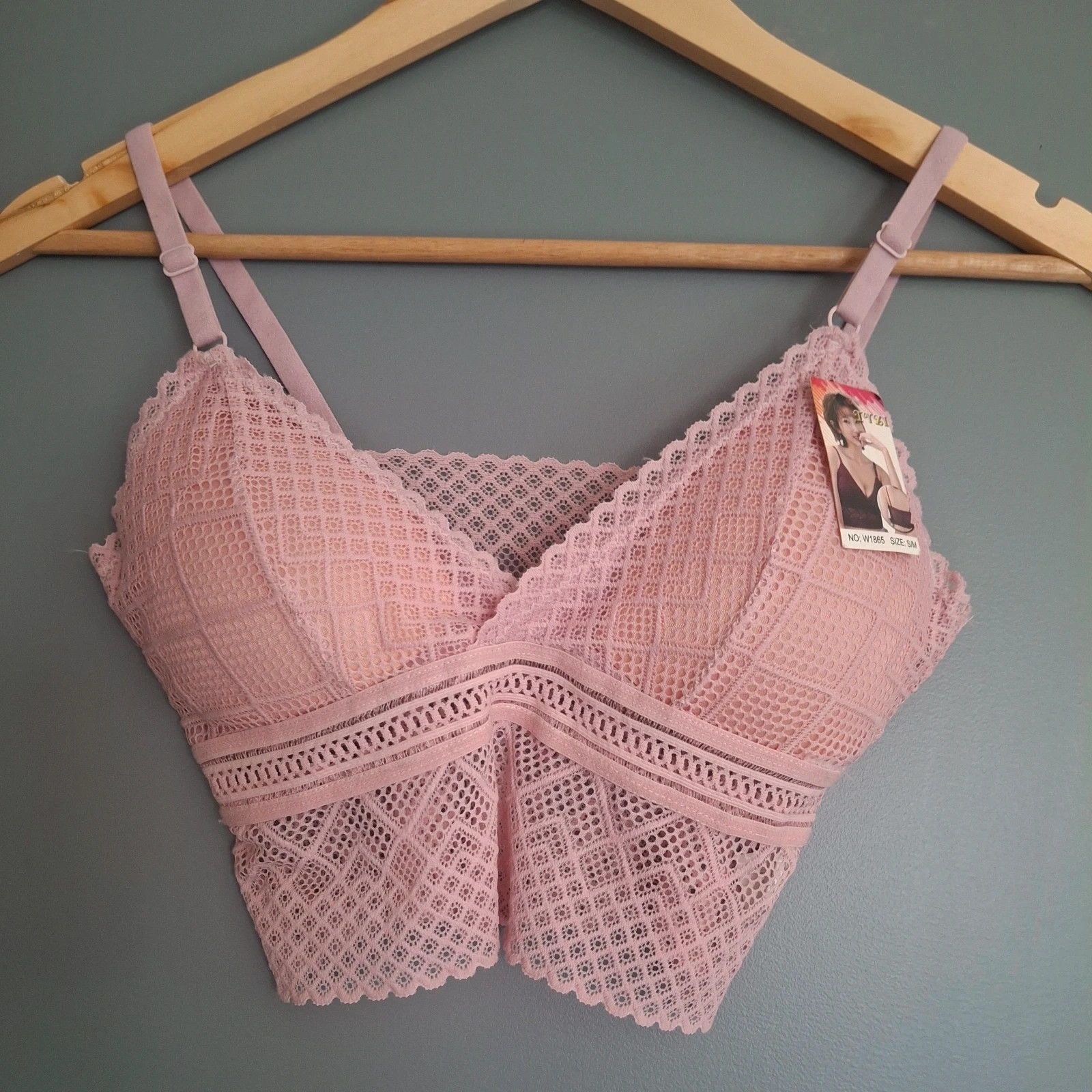 Bralette crop top dentelle Rose claire