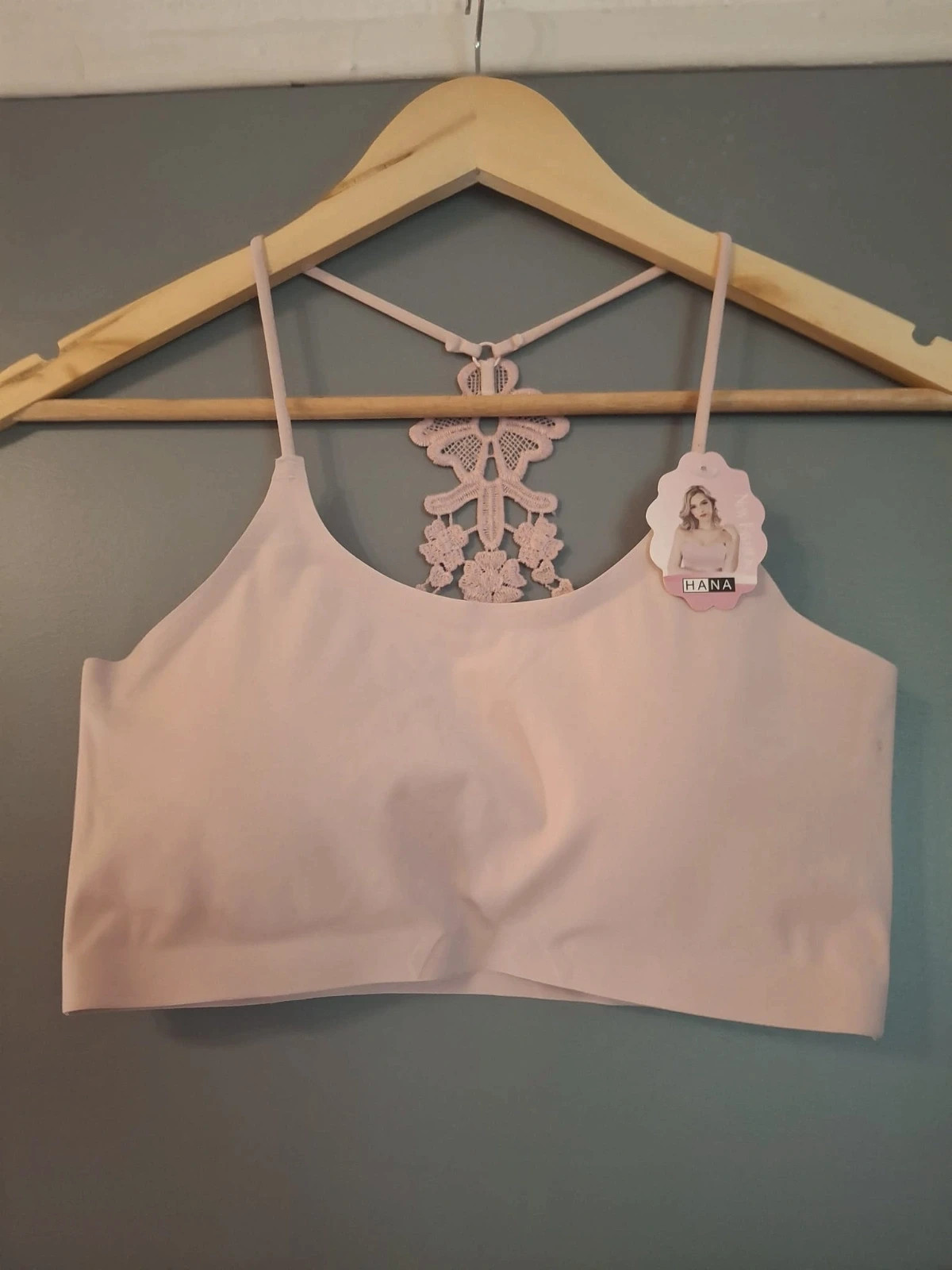Crop top invisible Rose poudre avec broderie au dos