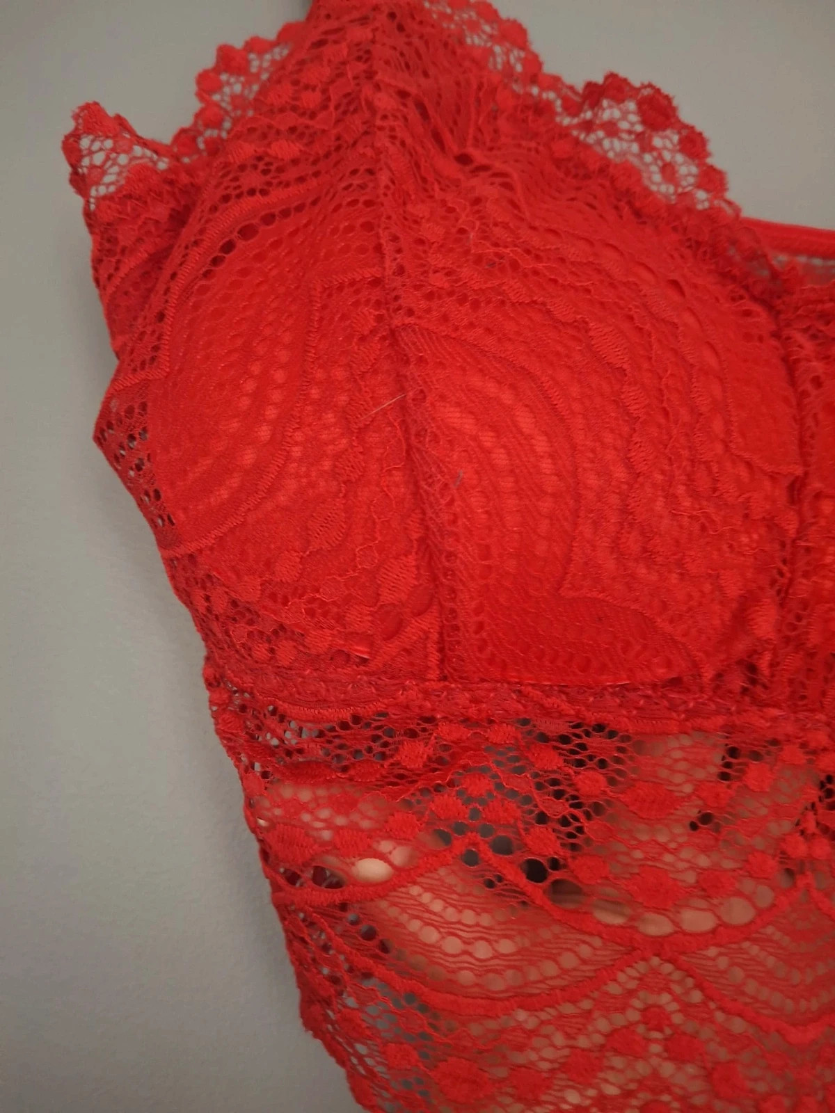 Crop top style bustier dentelle rouge – Ancona – taille XL / 42 / 14 4