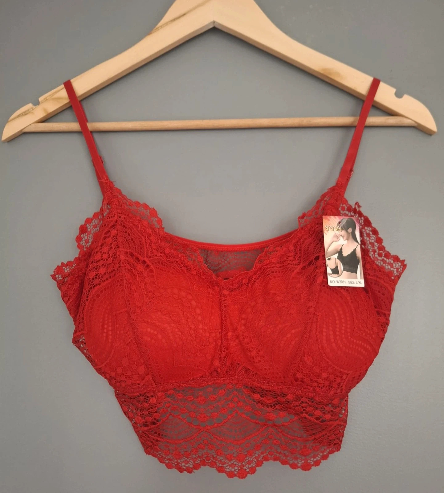 Crop top style bustier dentelle rouge – Ancona – taille XL / 42 / 14