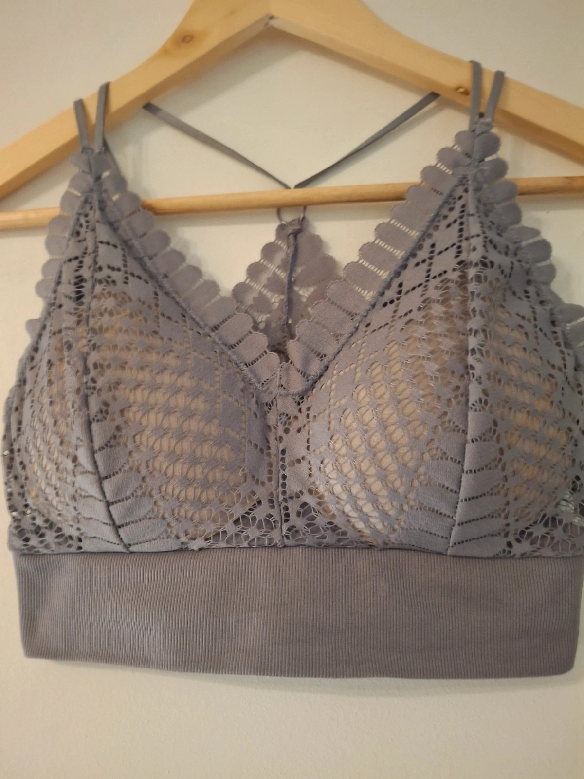 Bralette crop top dentelle tenadance bretelles croisé – Nue – taille L 2