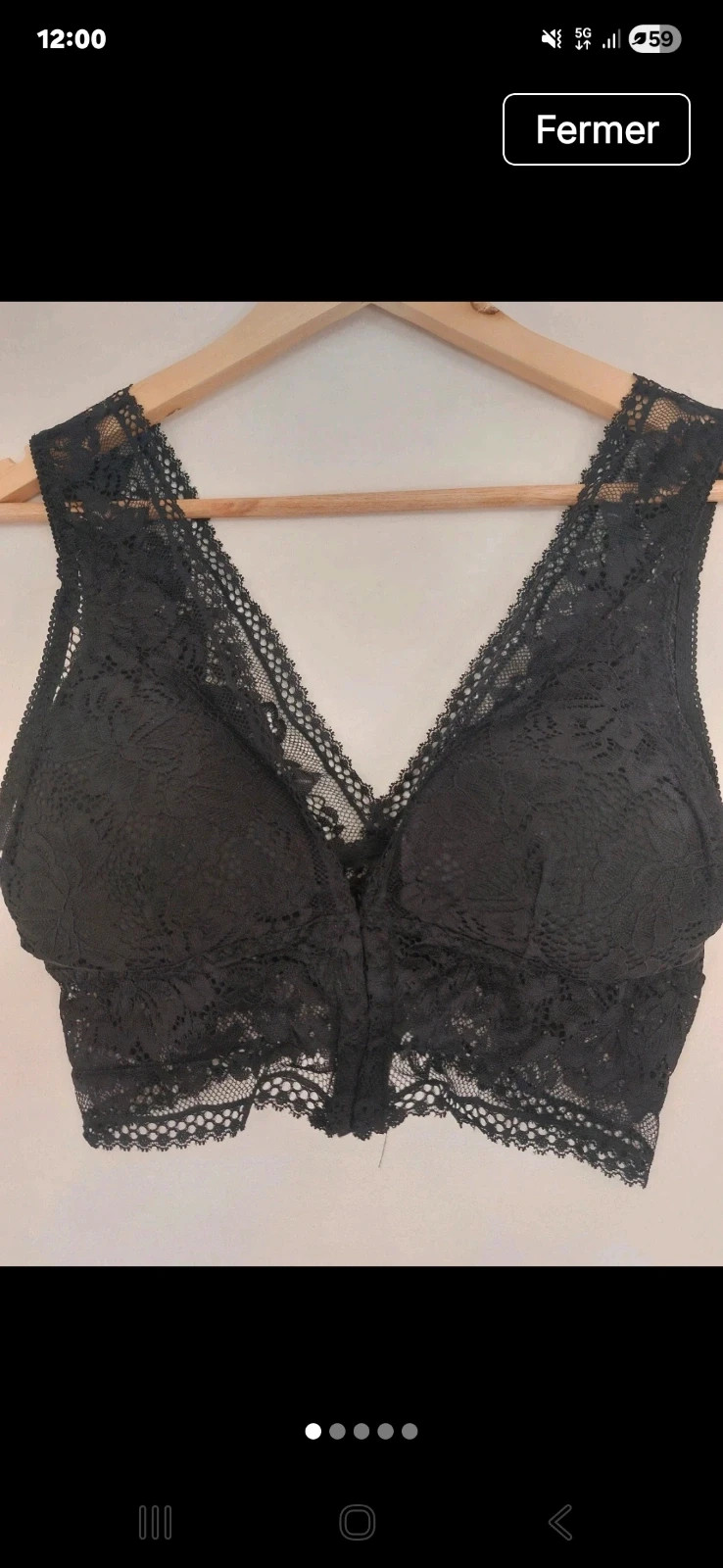 Bralette crop top dentelle avec agrafes fermeture devant