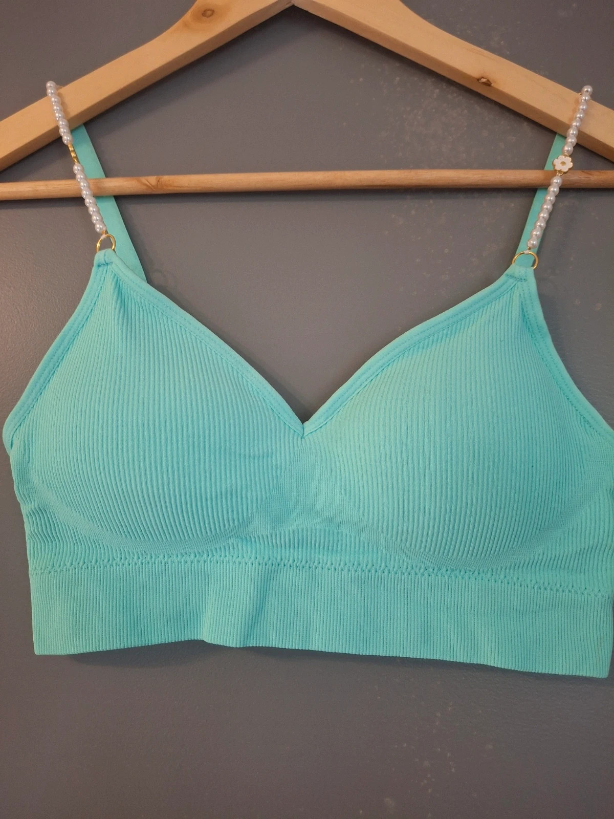 Brassière tendance micro fibres bleu turquoise