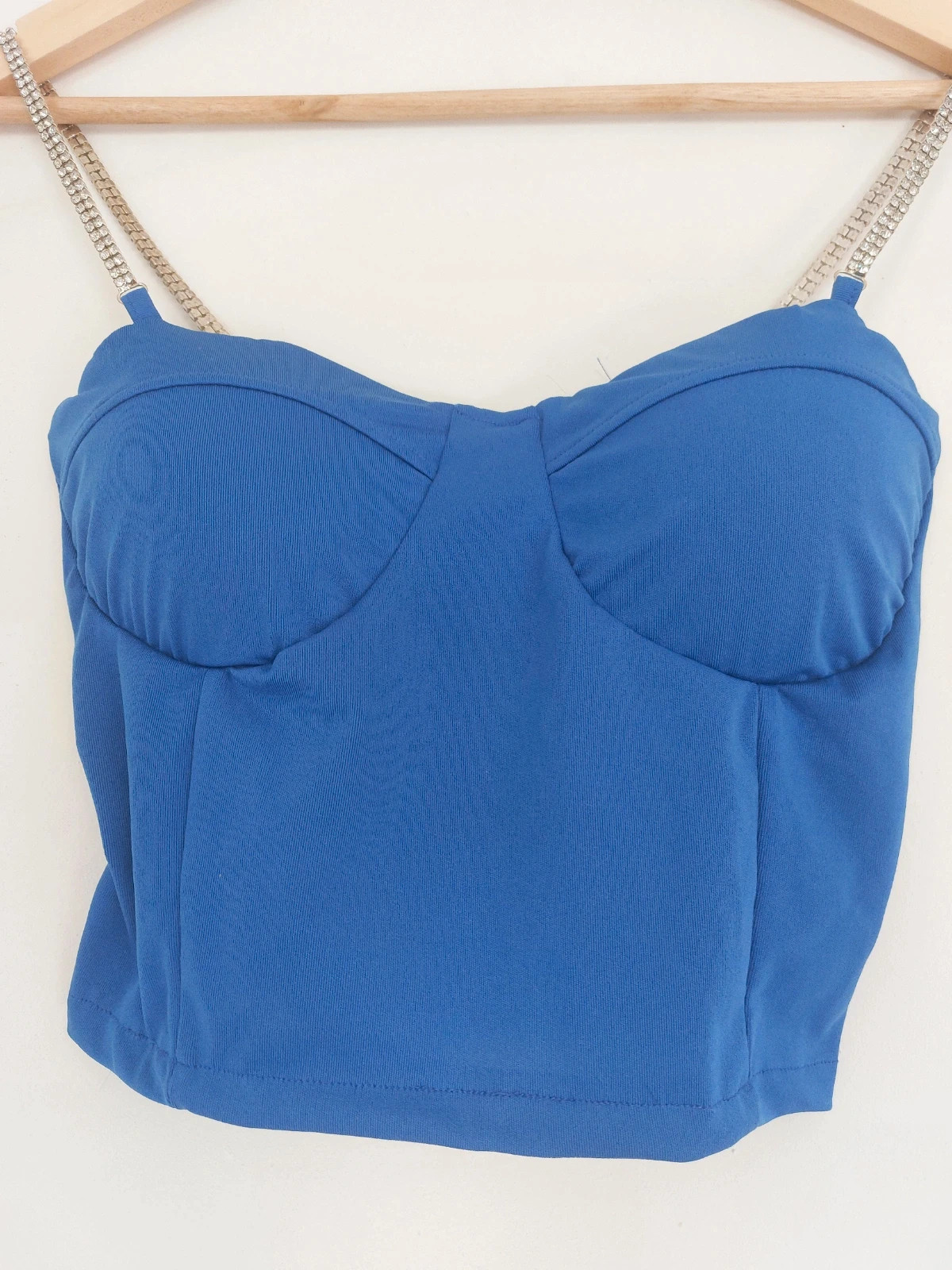 Crop top Bleu roi bretelles strass – Strass – taille Taille unique 2