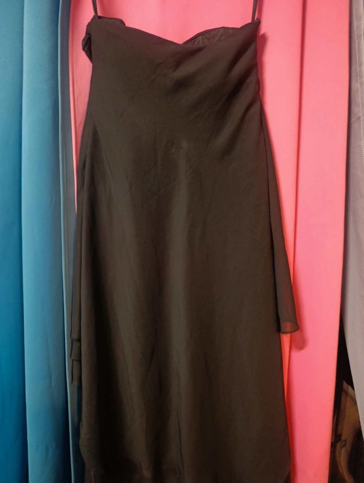 Robe de soirée noire bustier strass - Dos élastiqué - Volants asymétriques – taille S / 36 / 8 3