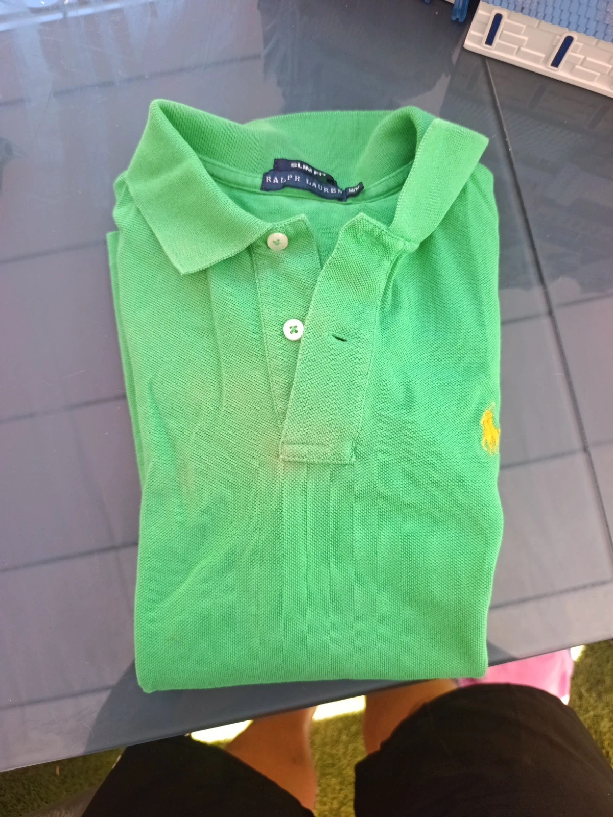 Polo Ralph Lauren vert taille M slim fit manche courte