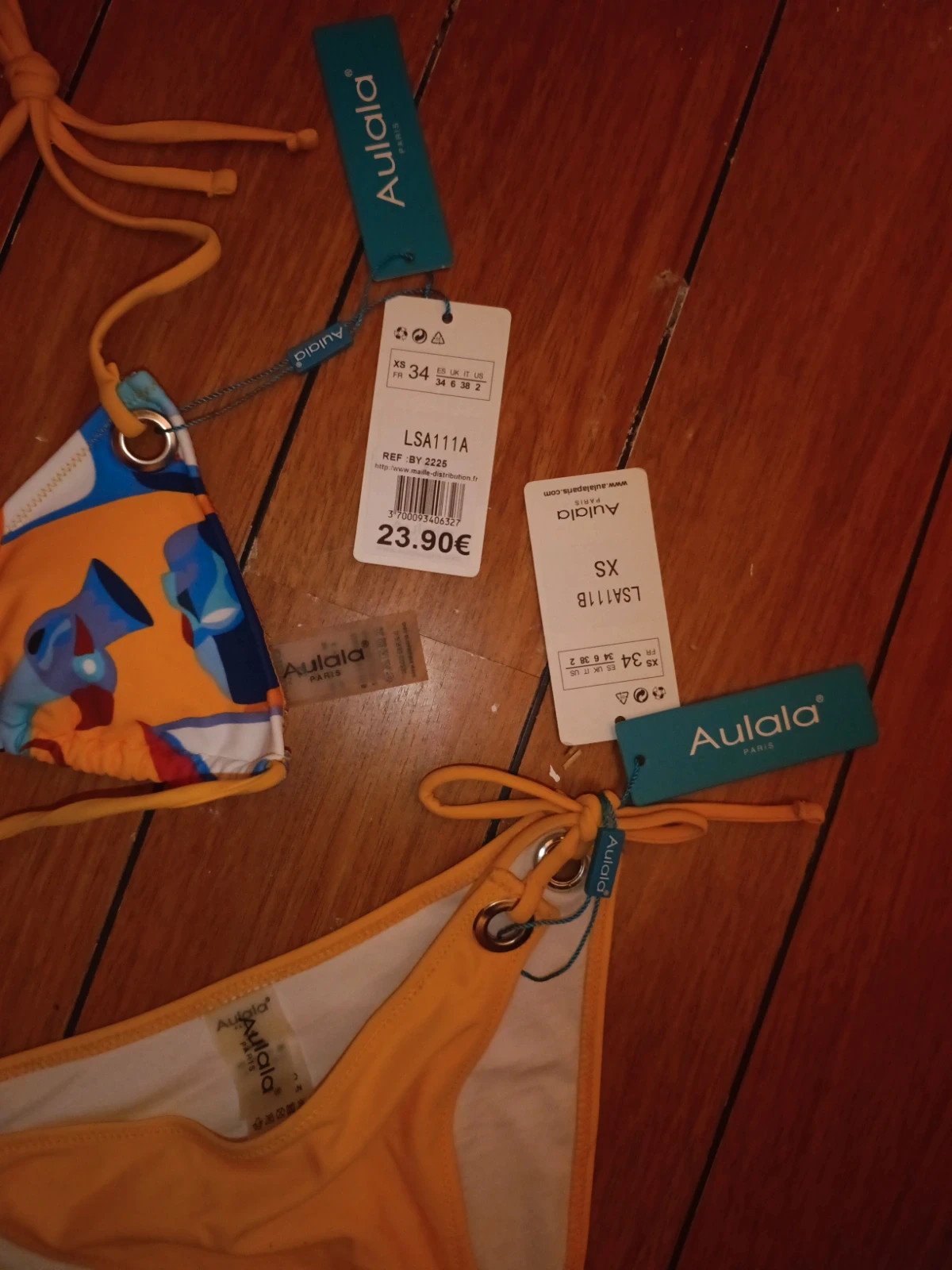 Maillot petite fille XS 34 jaune forme triangle – aulala – taille XS 4
