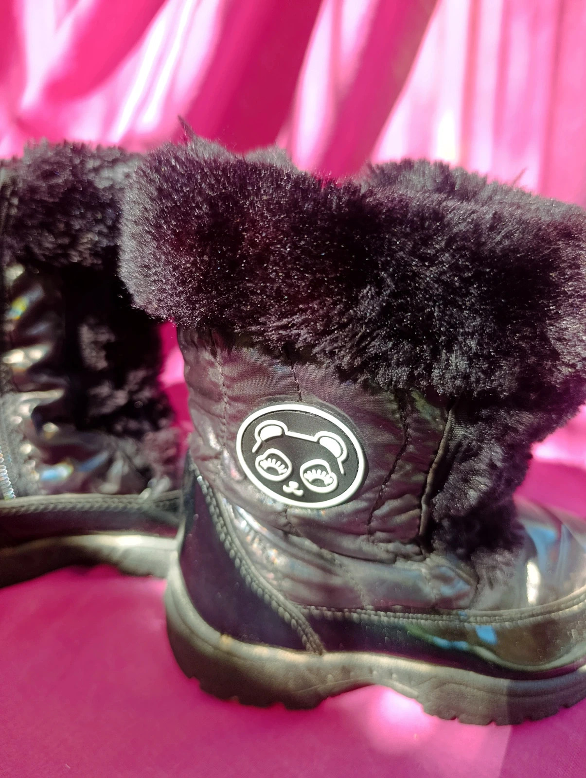 🐼 Bottes de neige noires fourrées panda – pointure 27, fermeture zip – taille 27 2