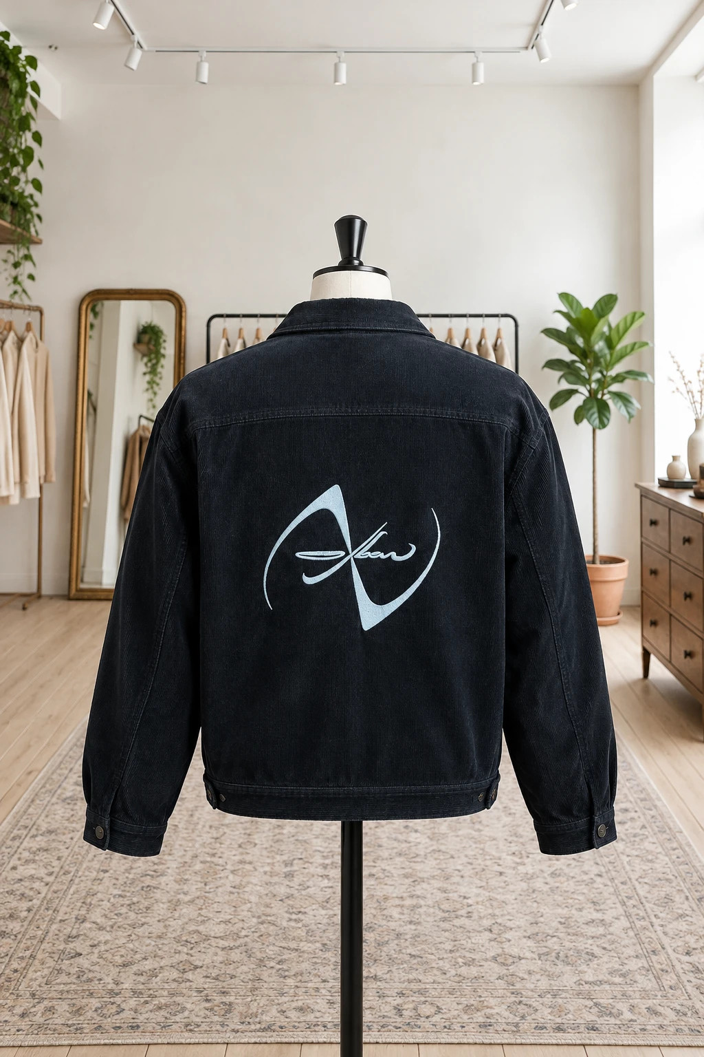 Veste en velours côtelé noir logo brodé Oxbow vintage taille M