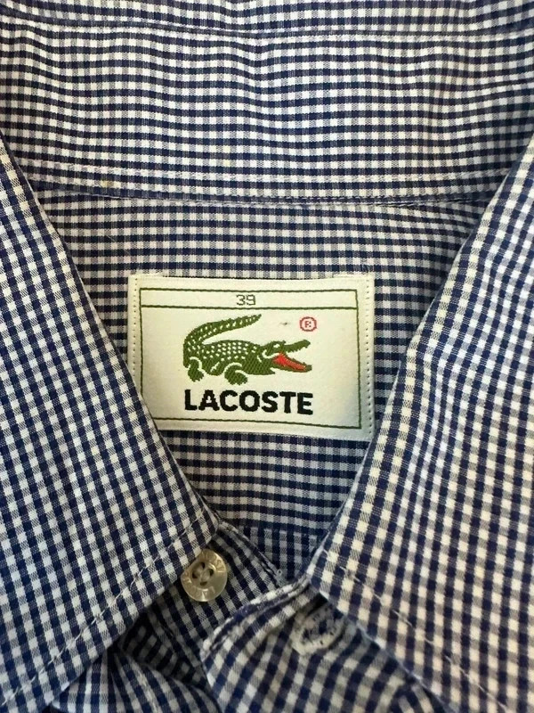 Chemise à carreaux bleu et blanc logo brodé Lacoste à manches longues élégant taille 39 – Lacoste – taille M 4