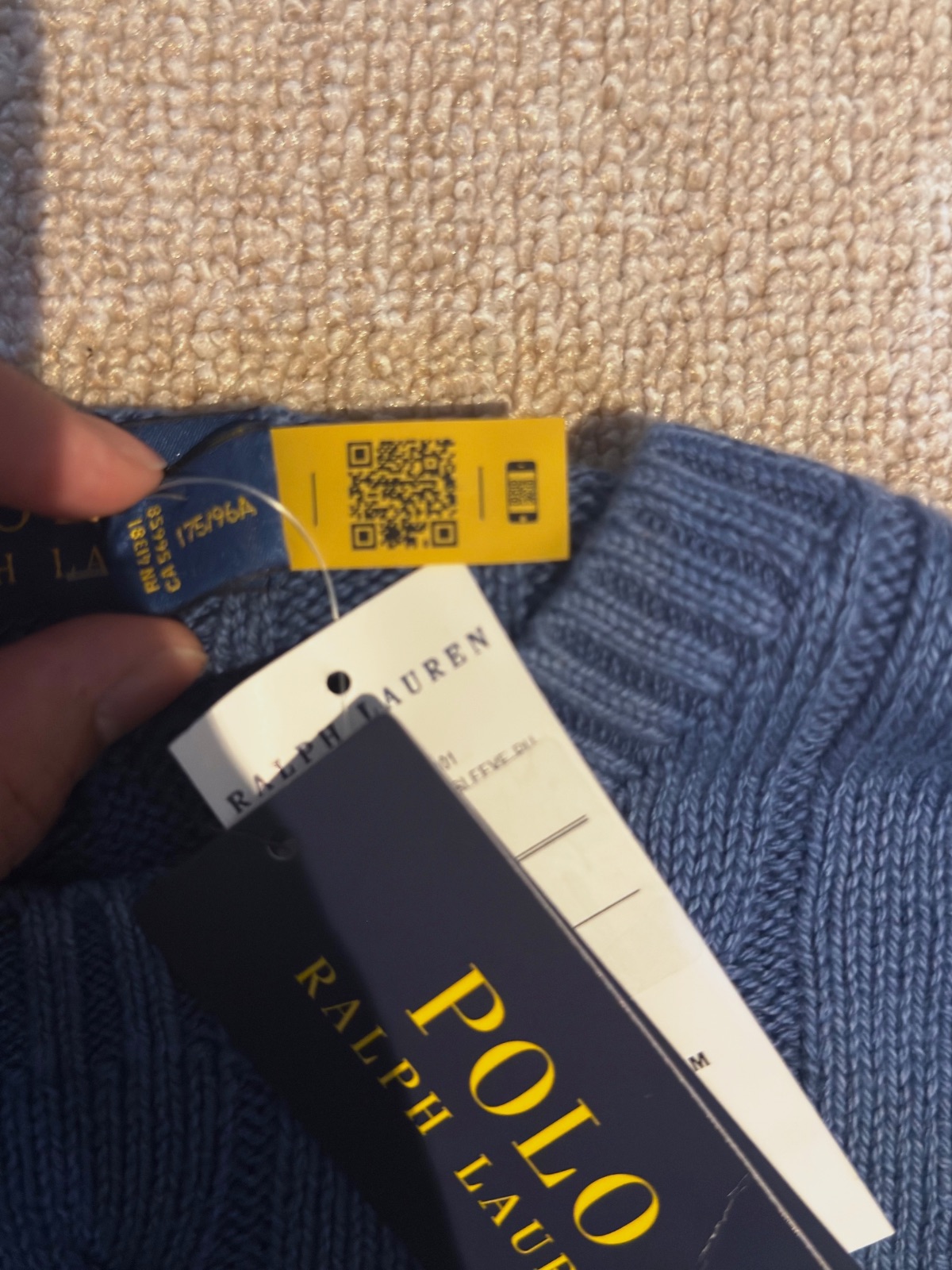 Pull torsadé Ralph Lauren bleu  – Ralph Lauren – taille M 3