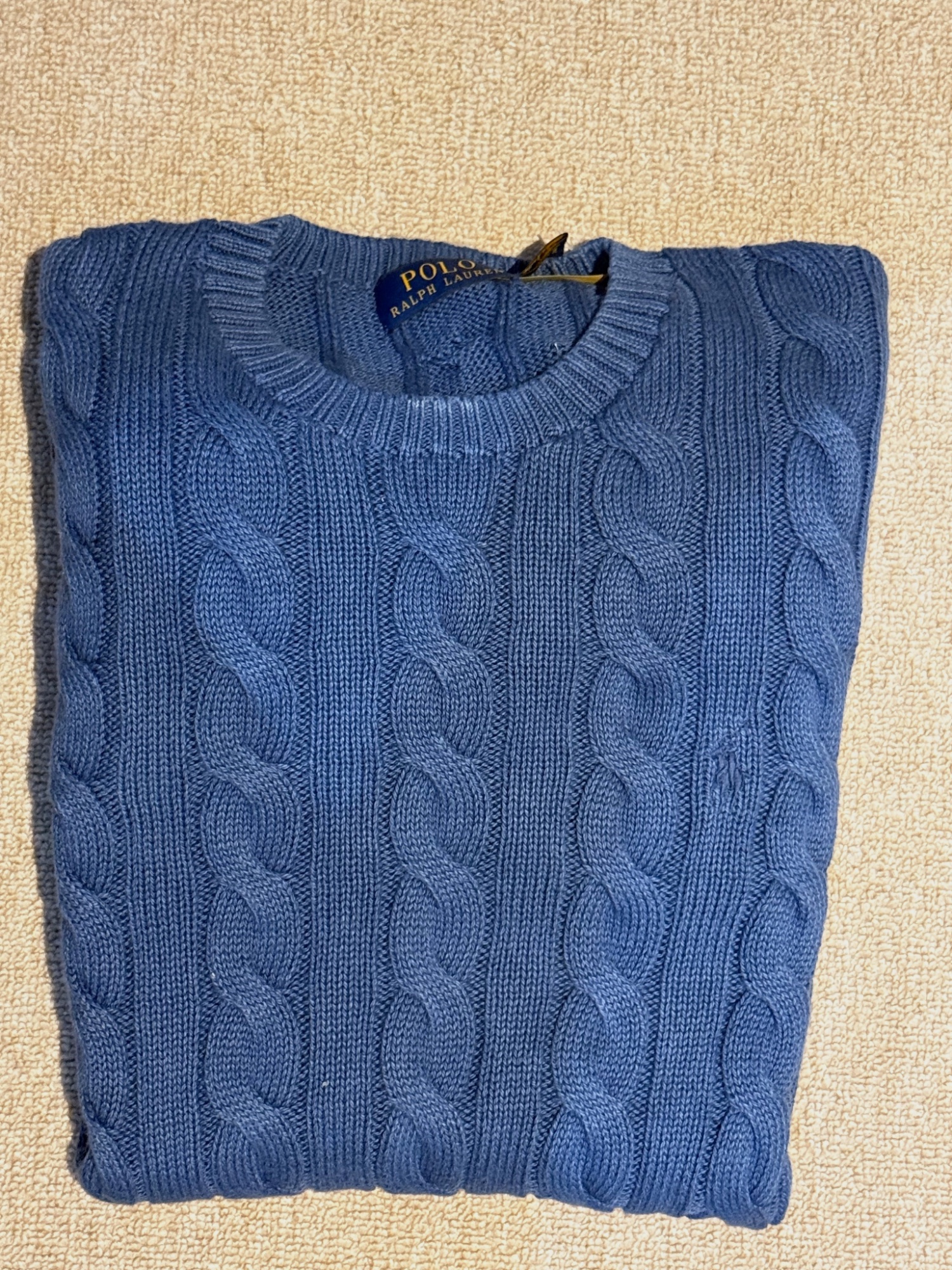 Pull torsadé Ralph Lauren bleu 