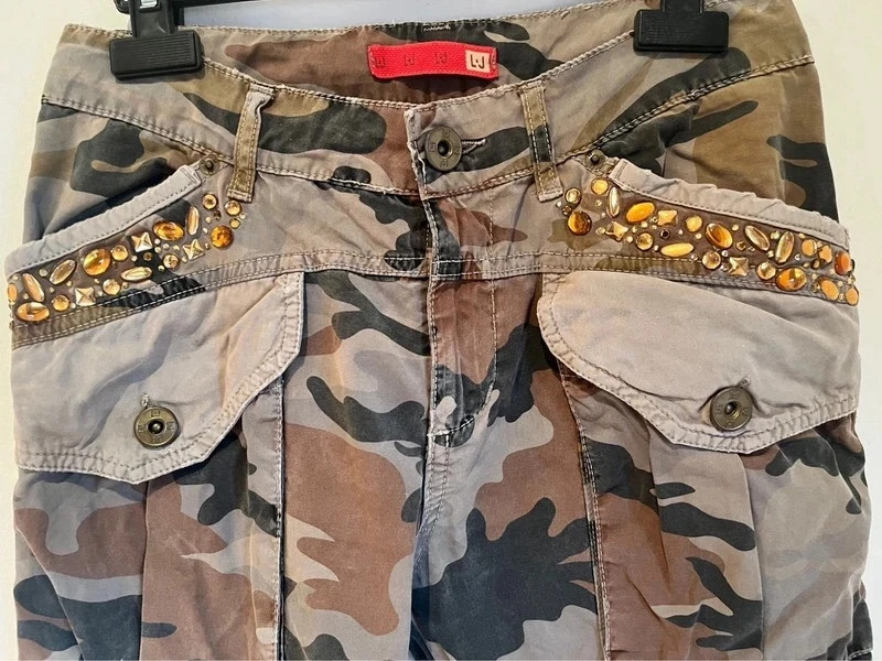 Liu Jo Pantalón Cargo Camuflaje Talla 26 Pedrería Y2K Cropped Mujer – Liu Jo – taille S / 36 / 8 2