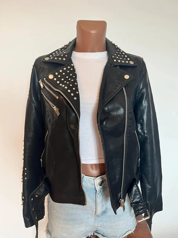 Mango biker efecto piel con tachas y strass talla M – Mango – taille M / 38 / 10 2
