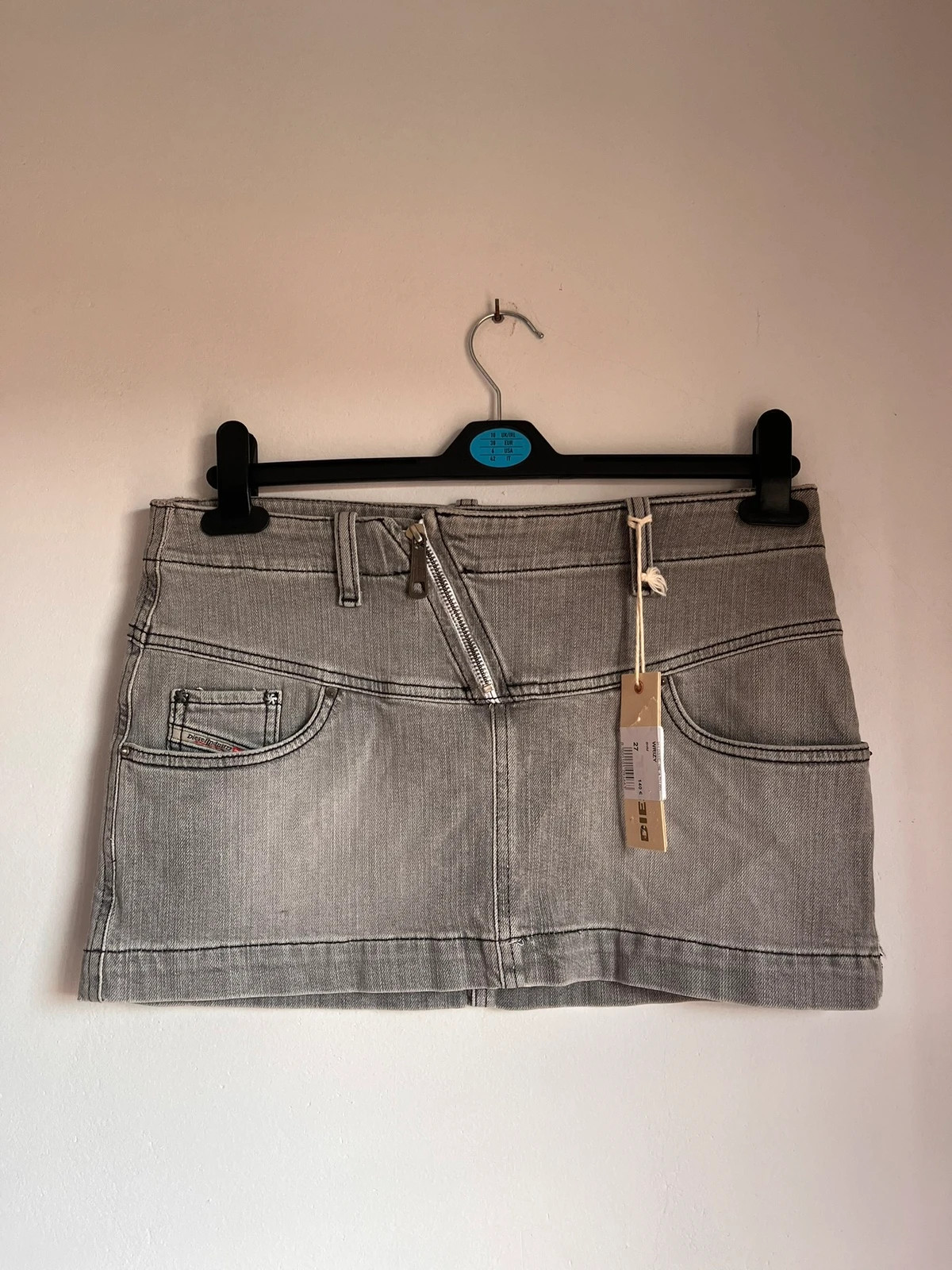 Diesel WRIZY Y2K grey denim micro mini skirt W27